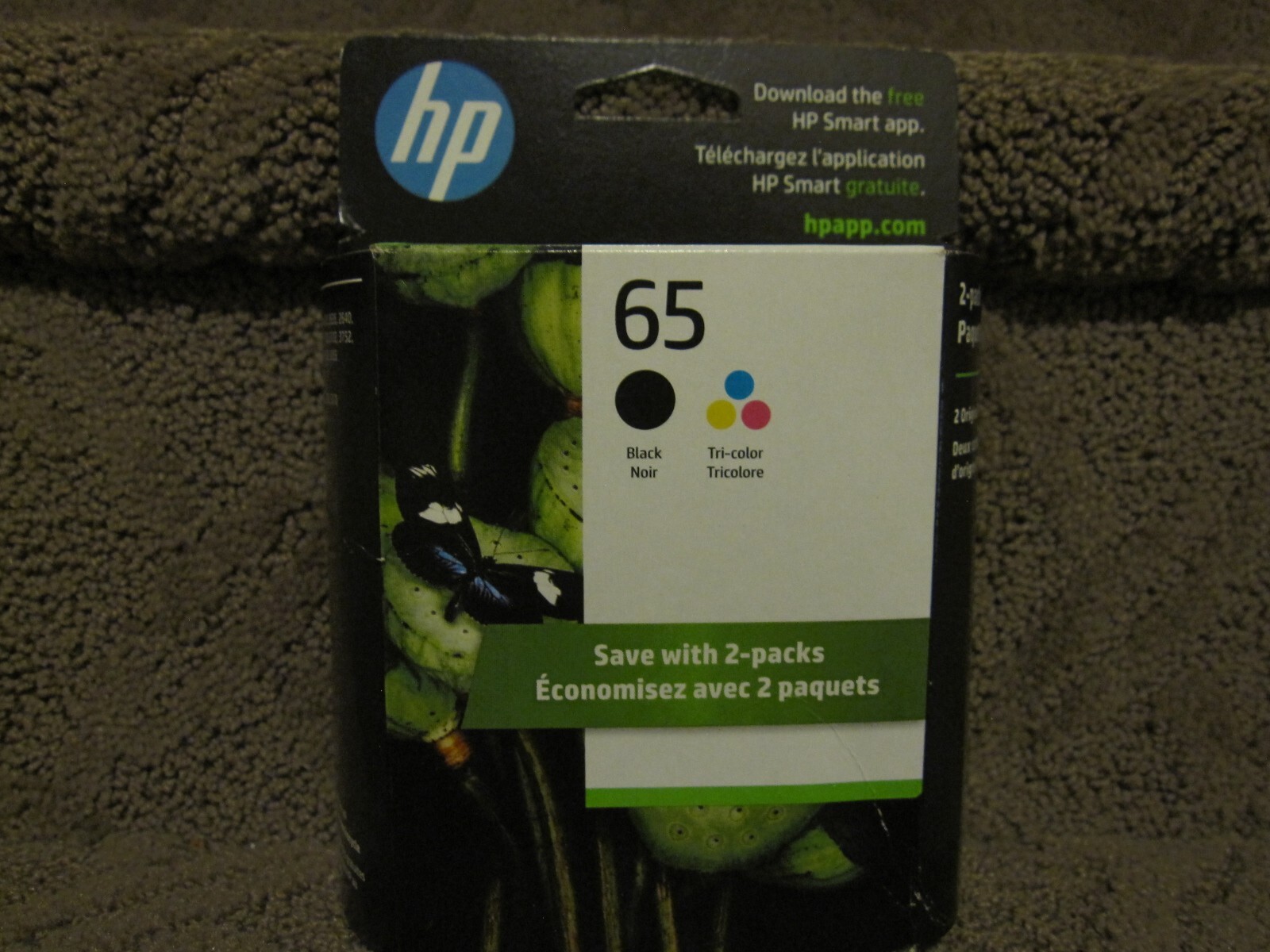 HP T0A36AN Black Tri Color Ink Cartridge Genuine OEM NEW # 65 DEC/2025