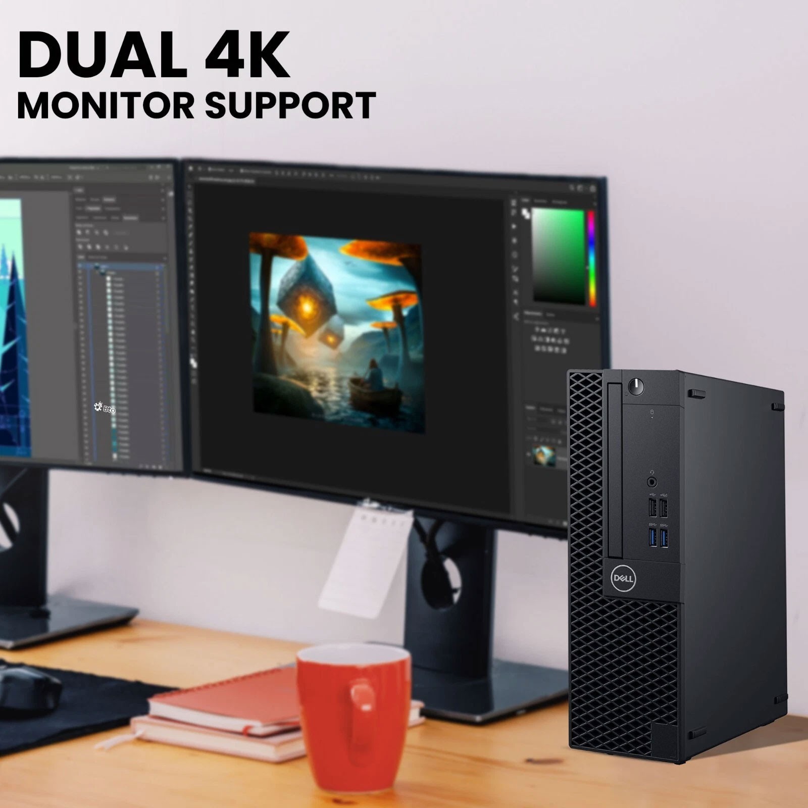 Dell OptiPlex Desktop PC i5-7th 32GB RAM 1TB SSD WiFi 24 Inch LED Monitor Win11