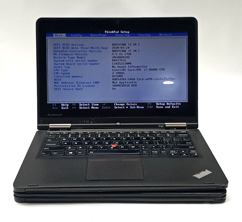 Lot of 2 Lenovo ThinkPad S1 Yoga TOUCH i7-4600U@2.1GHZ 8GB RAM NO HDD/OS WH415*!