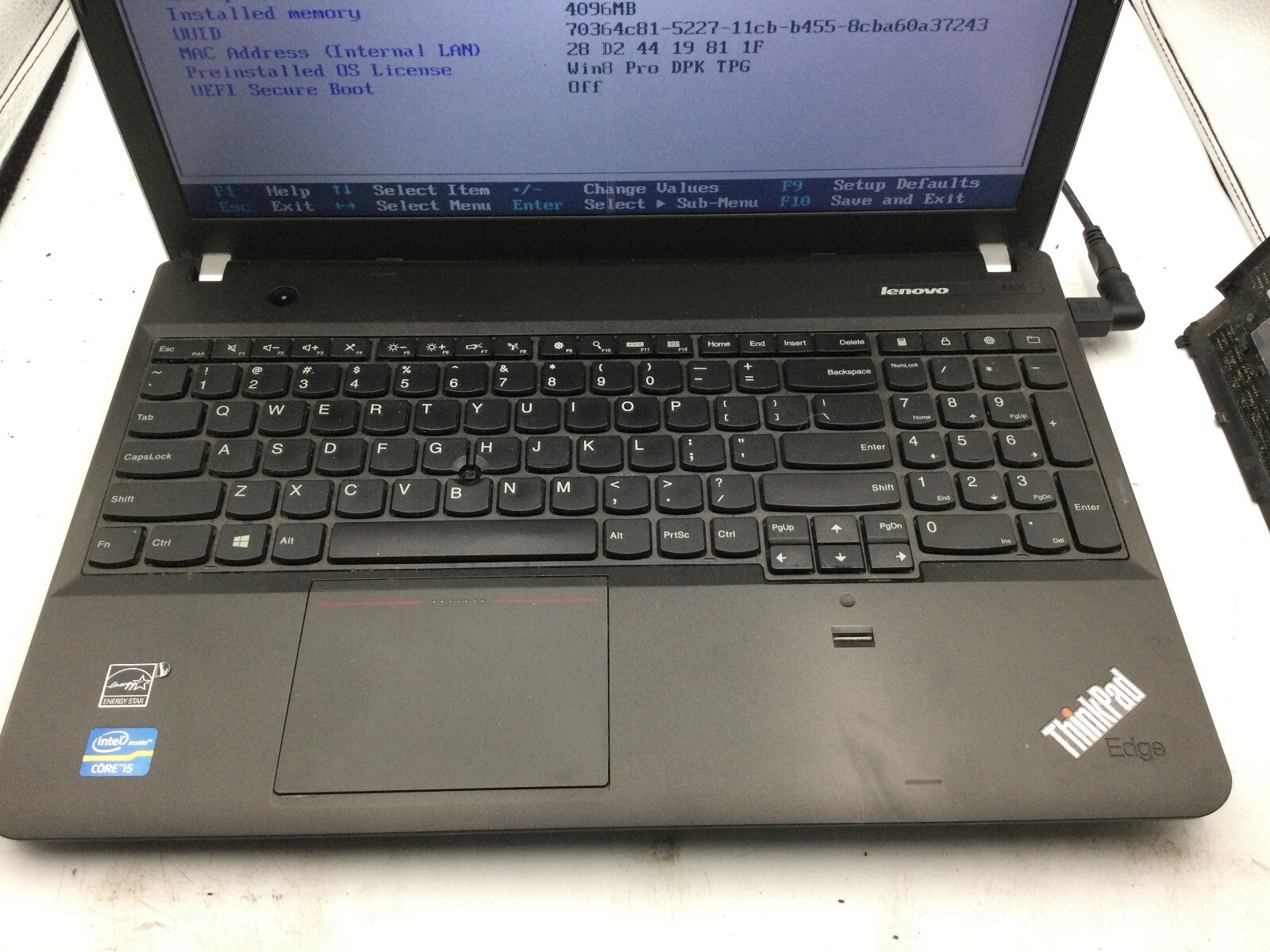 LENOVO THINKPAD EDGE E531 – BOOTS TO BIOS – INTEL I5 3230 – 4GB RAM – READ – BB!