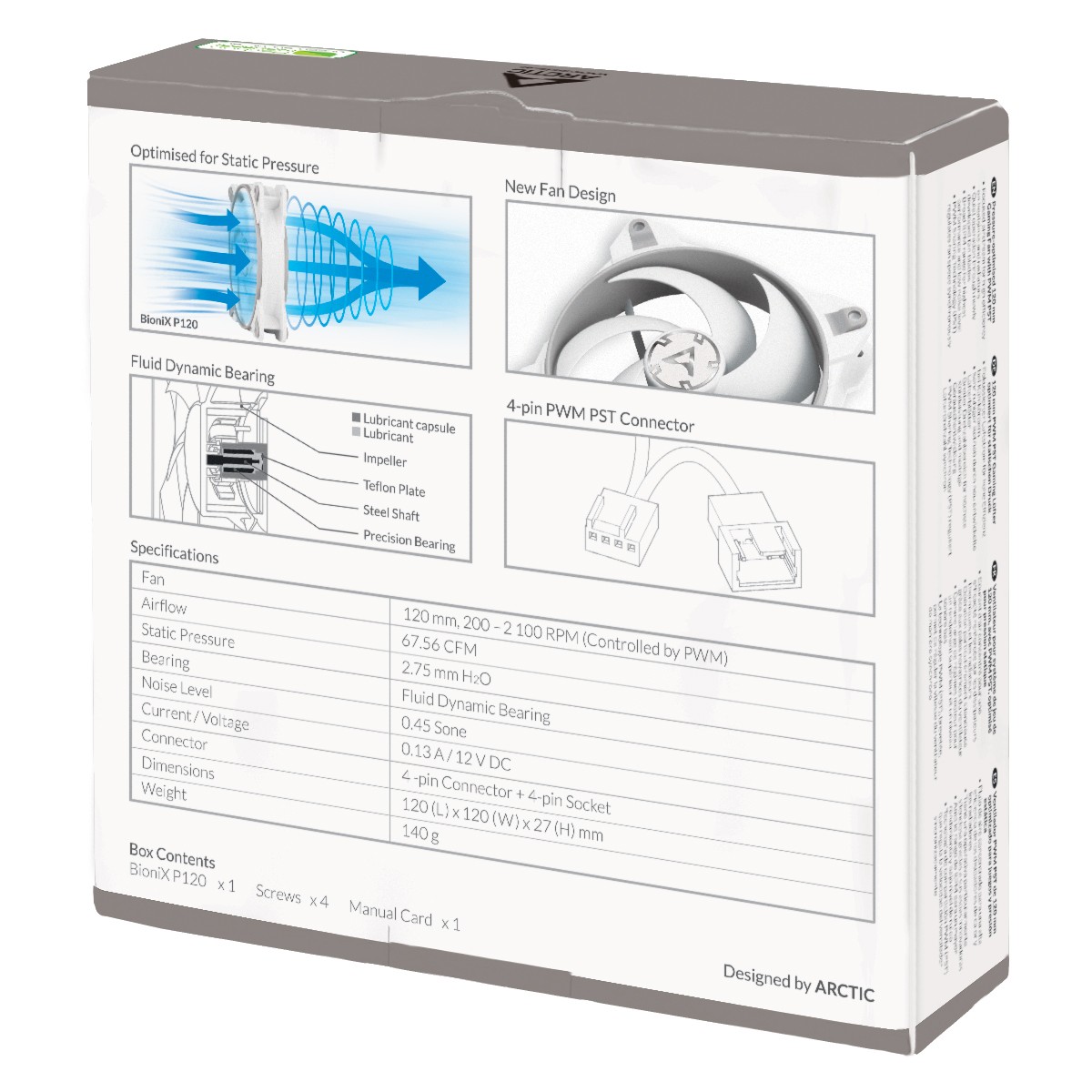ARCTIC BioniX P120 120 mm Gaming Case Fan PWM PST Computer PC Grey/white B-Stock
