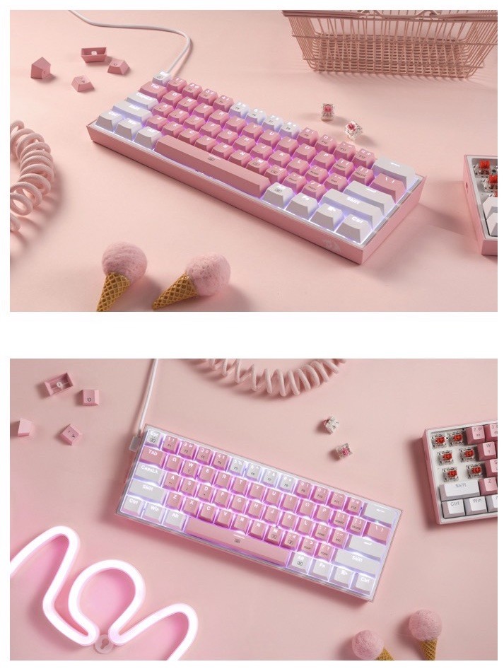Redragon K617 Fizz 60% Wired RGB Gaming Keyboard, 61 Keys, Linear Red Switch