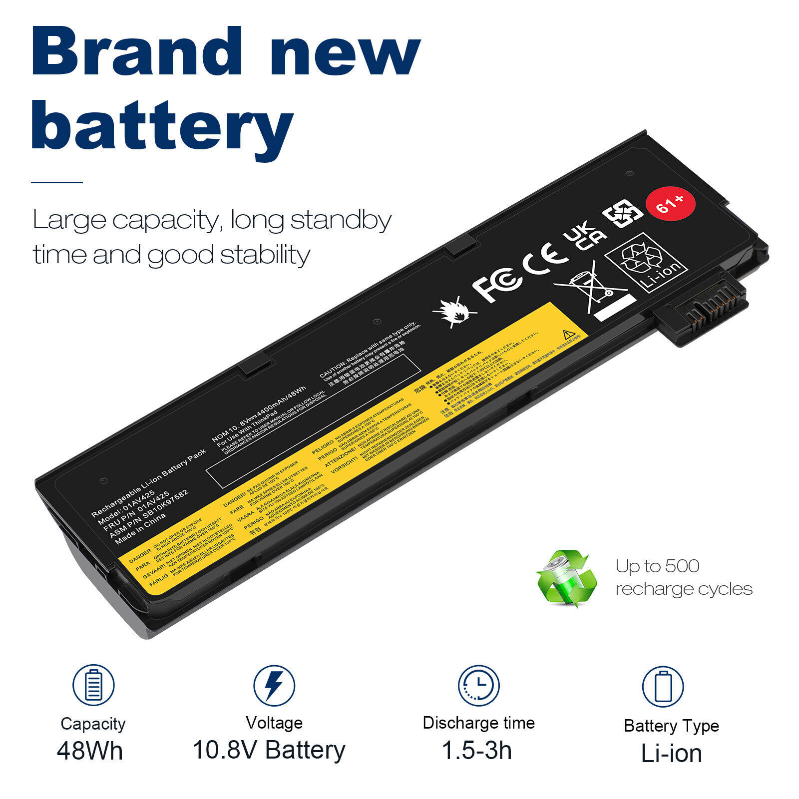 61++ Battery for Lenovo ThinkPad T470 T480 T570 T580 01AV423 01AV424 01AV422