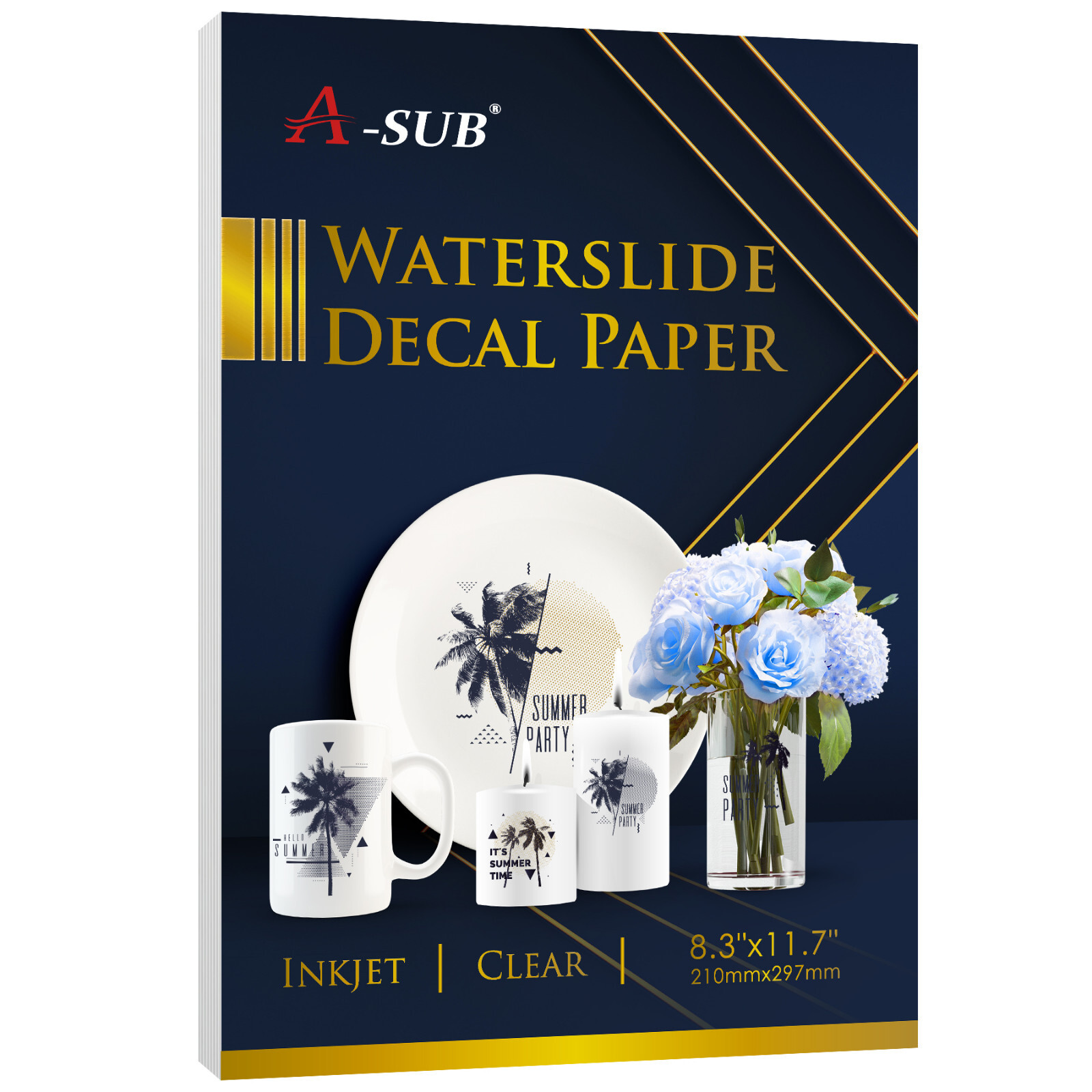 20 Sh A-SUB Inkjet CLEAR Waterslide Decal Paper A4 Water Slide Transfer Tumbler