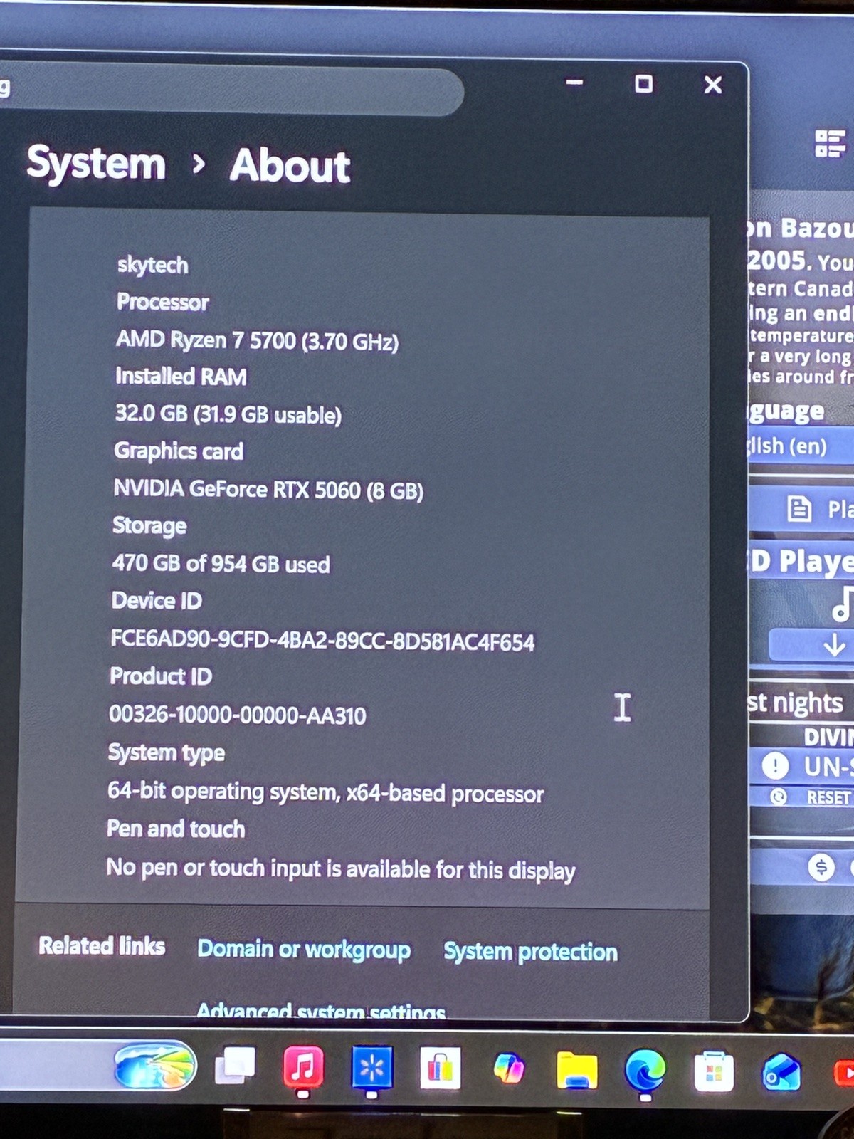 Skytech Gaming 27-in Edge Ryzen7 32GB / 1TB RTX 5060