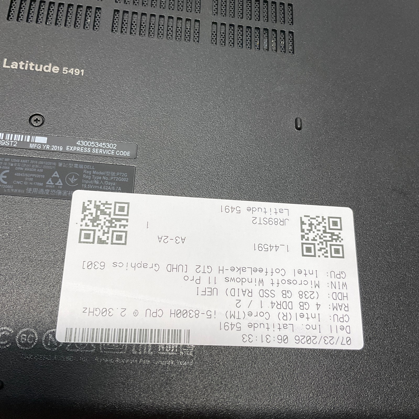 Dell Latitude 5491 14″ HD Intel Core i5-8400H 4GB RAM 256GB SSD Windows 11 Pro