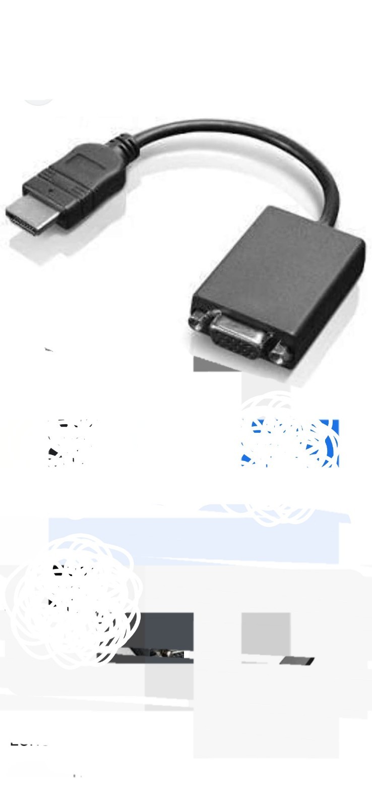 Lenovo 0B47069 HDMI to VGA Monitor Adapter, Black New In Package Sealed Electron