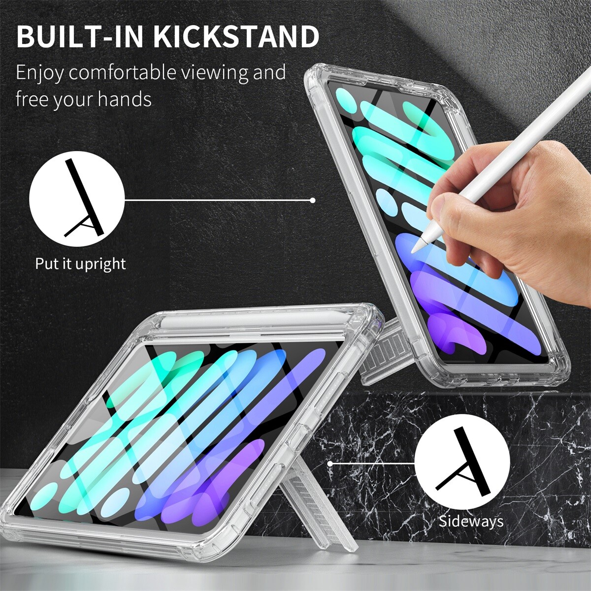 For iPad Mini (A17 Pro) 7th/6th Generation Case 8.3 inch Shockproof Stand Cover