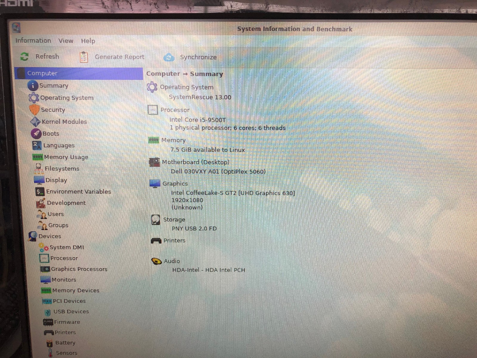 Dell Optiplex 5060 Micro Tower w/ i5-9500T 2.2GHz CPU 8GB RAM No SSD No Antenna