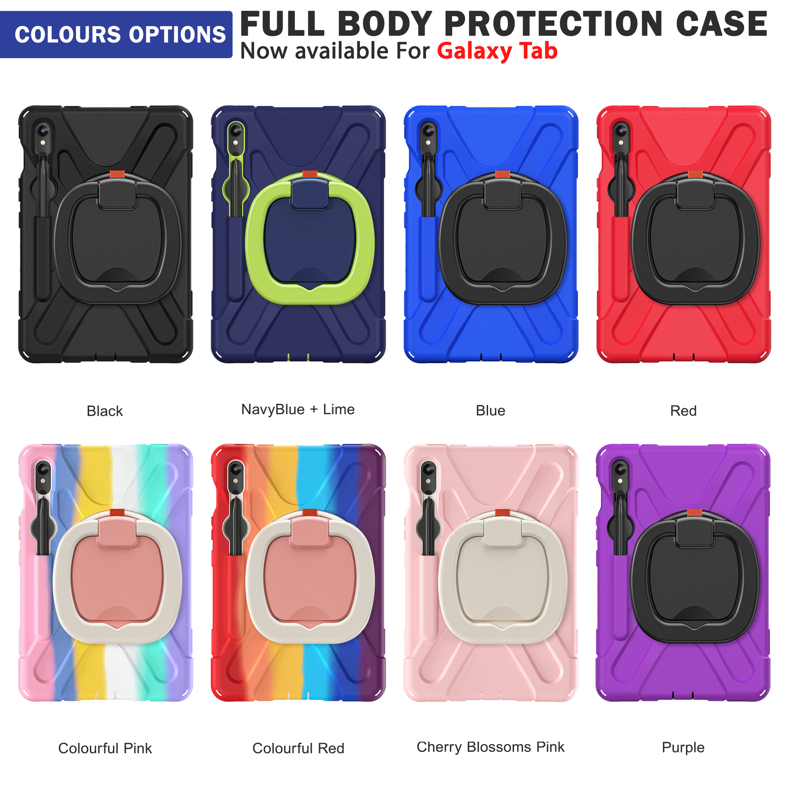 For Samsung Galaxy Tab S9 Ultra S9 Plus S8 Rotating Shockproof Carry Tablet Case