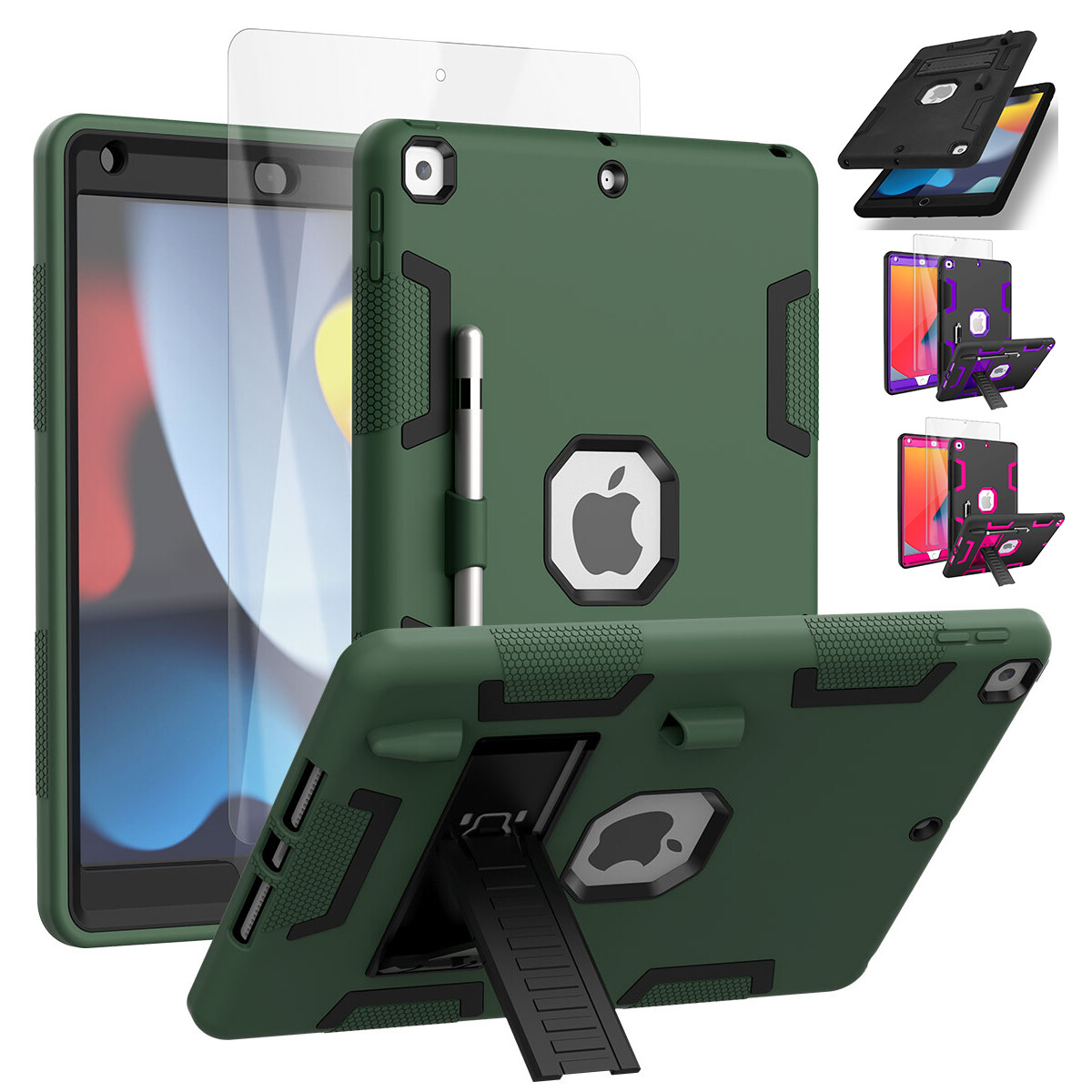 For iPad 9th/8th/7th Generation Case 10.2″Shockproof Heavy Duty Stand Cover