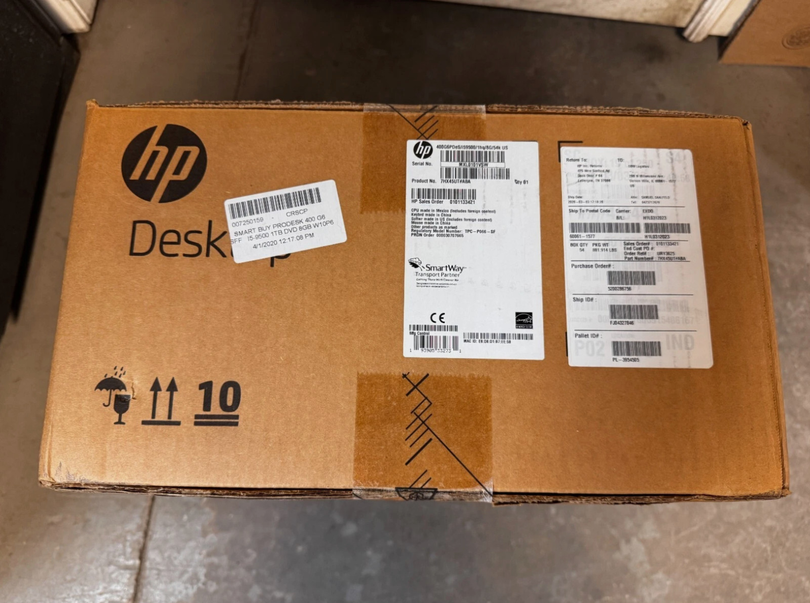 HP ProDesk 400 G6 SFF Desktop – Intel i5-9500 @ 3.0GHz 8GB RAM 1TB HDD Win10P
