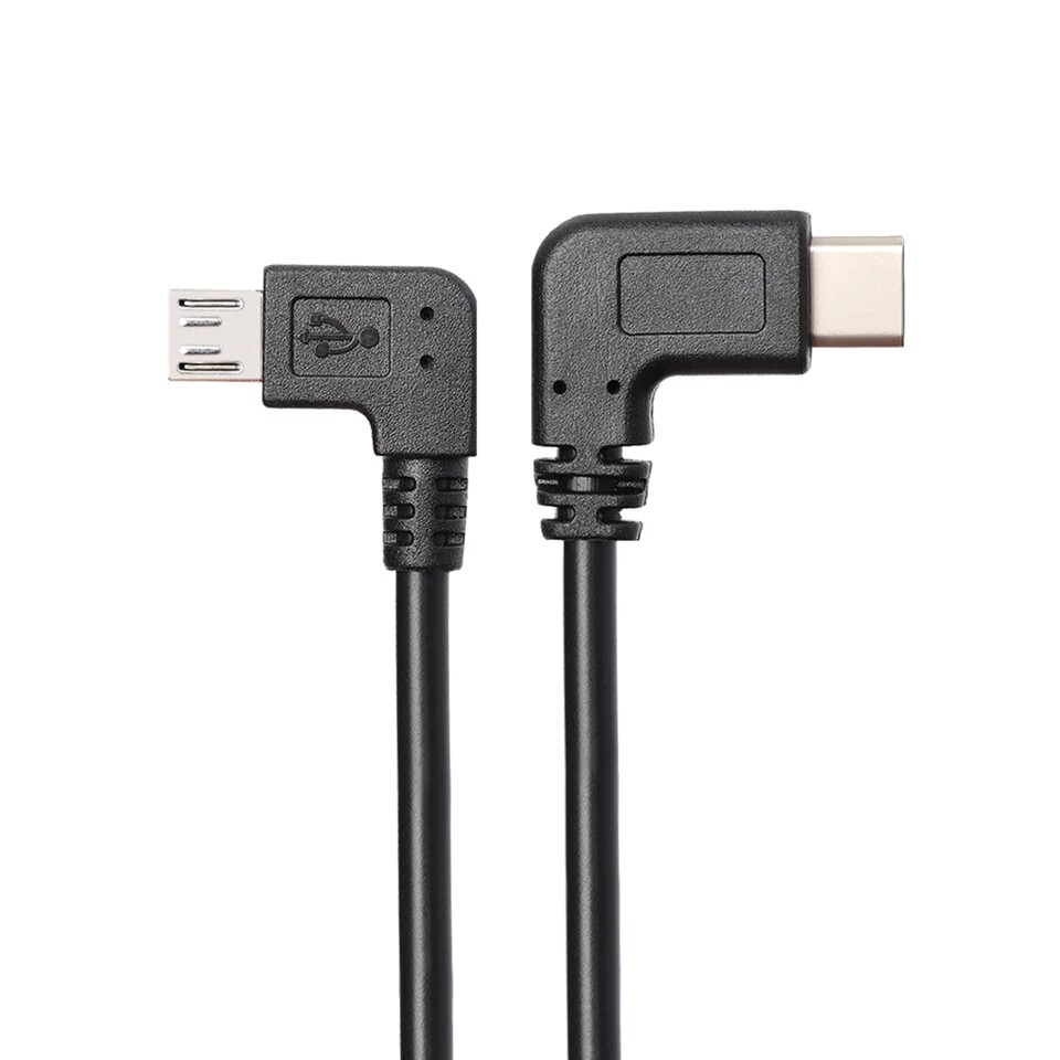 USB Type C Male to Micro B Male Cable, 90 Degree Right Angle on Both End 0.3 M