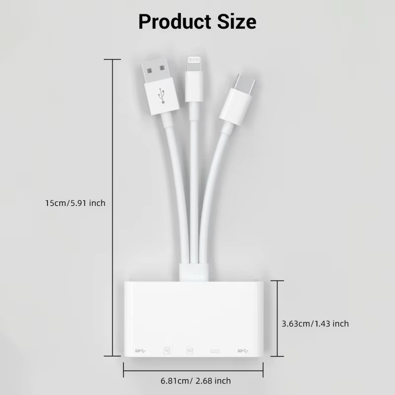 5 in 1 Memory Card Reader USB 3.0 OTG Adapter SD Card Reader For iPhone/iPad LOT
