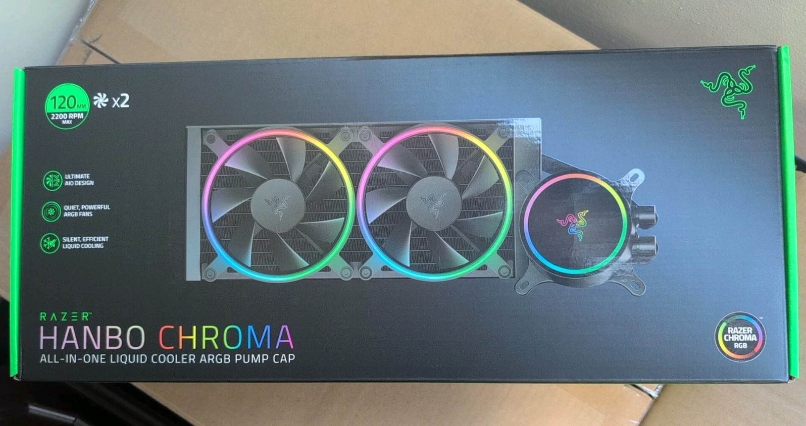 Razer Hanbo Chroma RGB AIO CPU Liquid Cooler 240MM (aRGB Pump Cap) – Black
