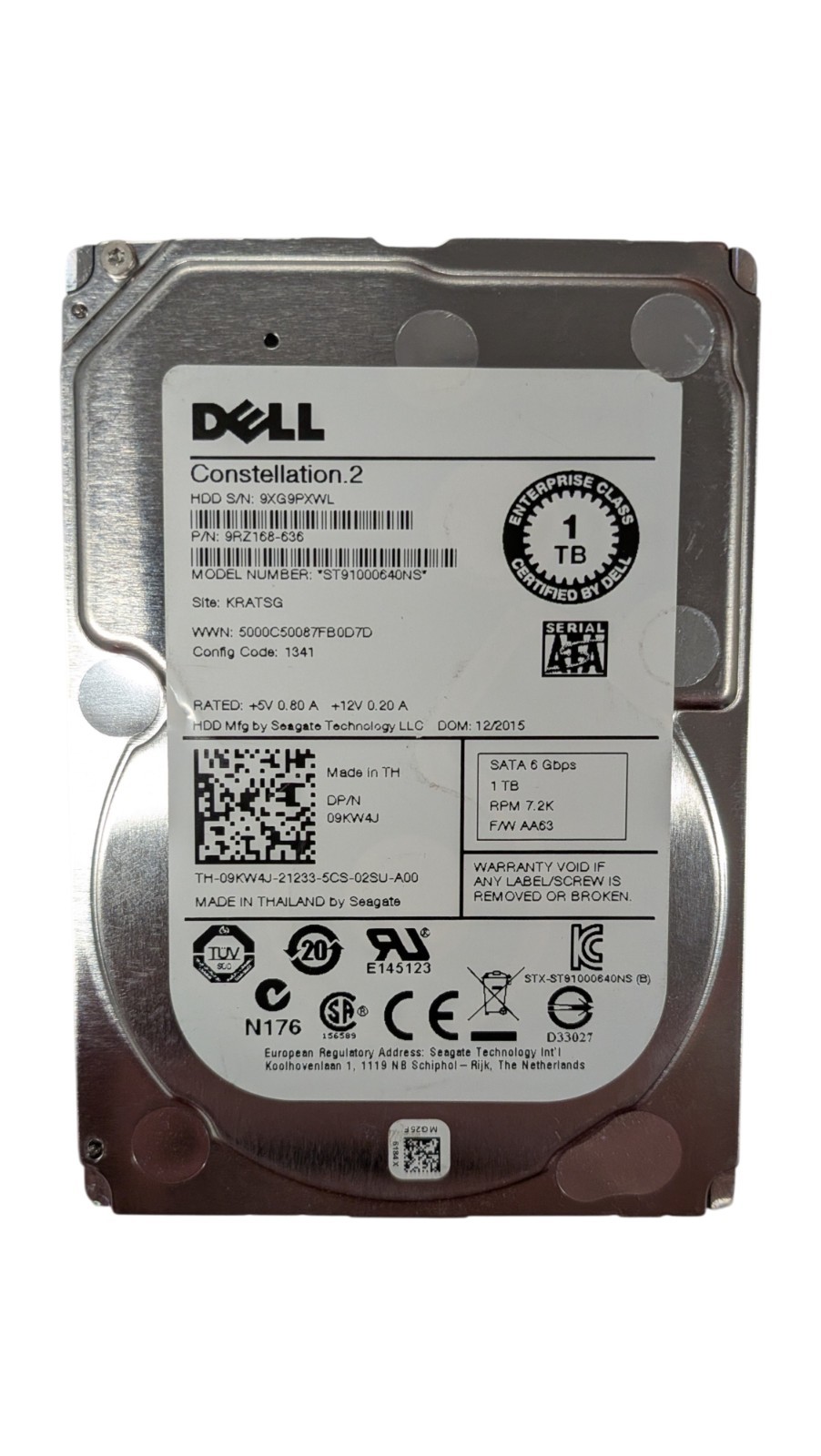 Dell ST91000640NS 1TB 7.2K SFF SATA 2.5″ Hard Drive