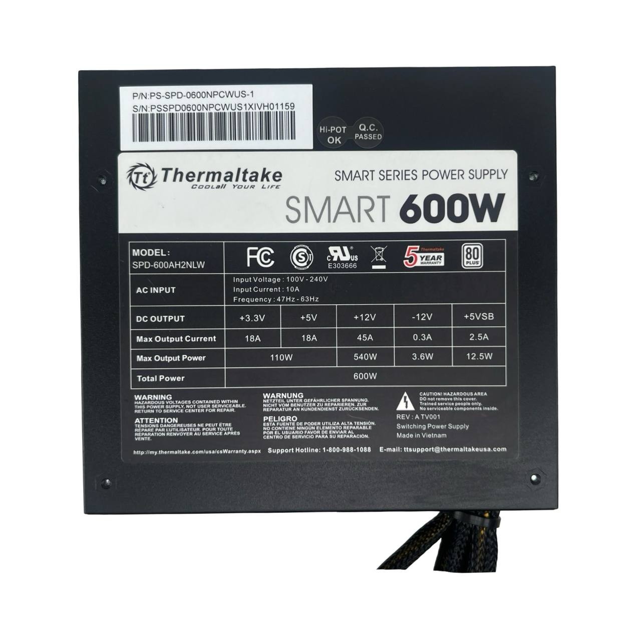 Thermaltake Smart 600W ATX PSU 80 Plus 20+4 Pin SATA PCIe