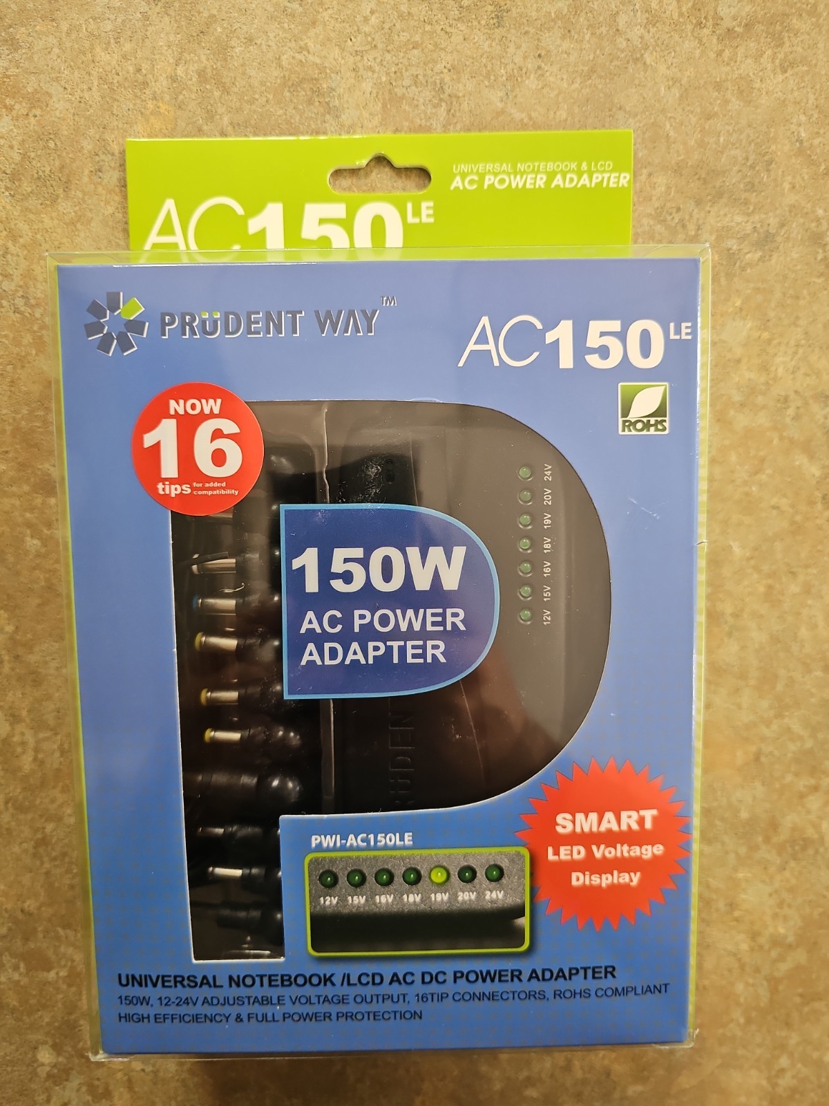 Prudent Way AC150LE 150W Universal Power Adapter for Laptops Monitors 12v-24v