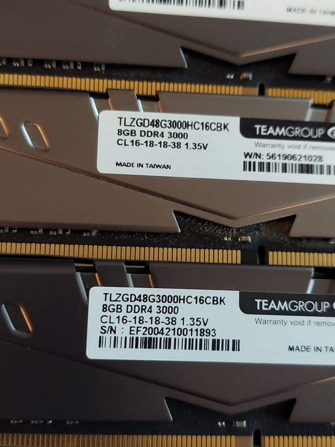 Set 4 Tested GOOD TeamGroup VulcanZ 4x 8GB DDR4 3000 Gaming PC RAM DIMM 32GB XMP