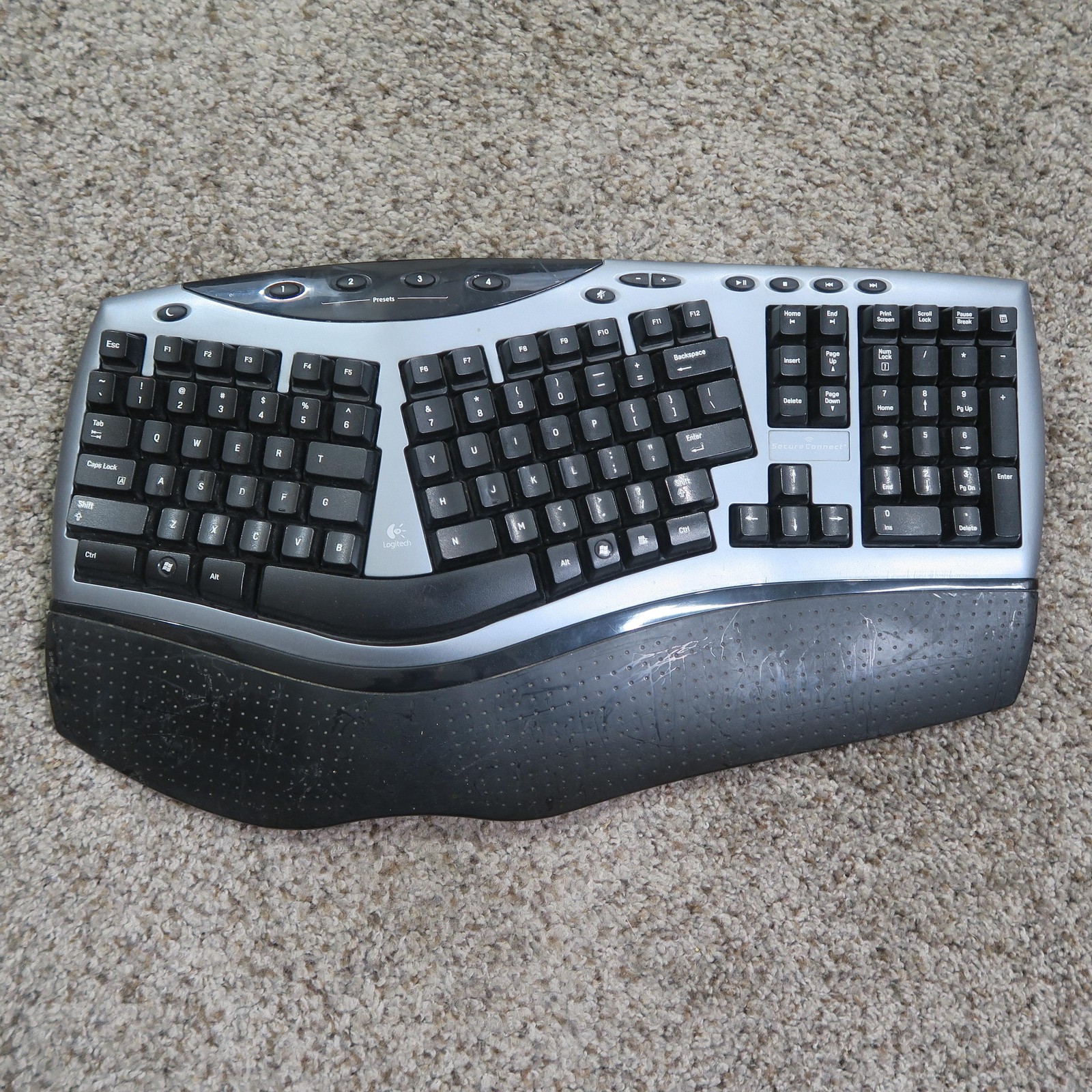 Logitech Comfort Keyboard Wireless Ergonomic Y-RAU7 Receiver Tested Works Black