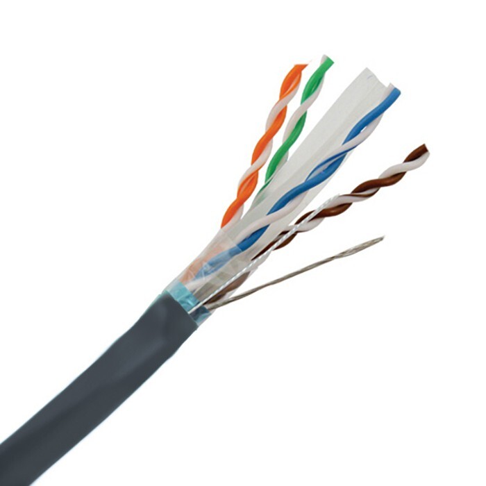 CAT6A Shielded Ethernet Cable 750MHz Riser CMR 10G BARE COPPER Wire Gray 1000FT