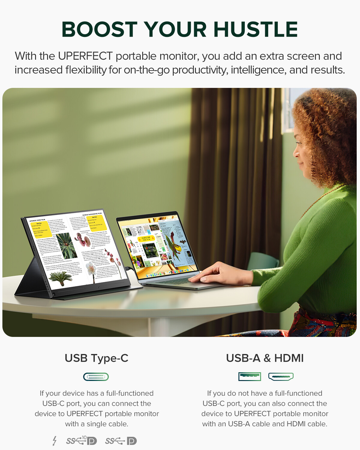 15.6″ IPS Ultra-thin Portable Monitor 1080P Display USB-C Type-C 2*Speakers Used