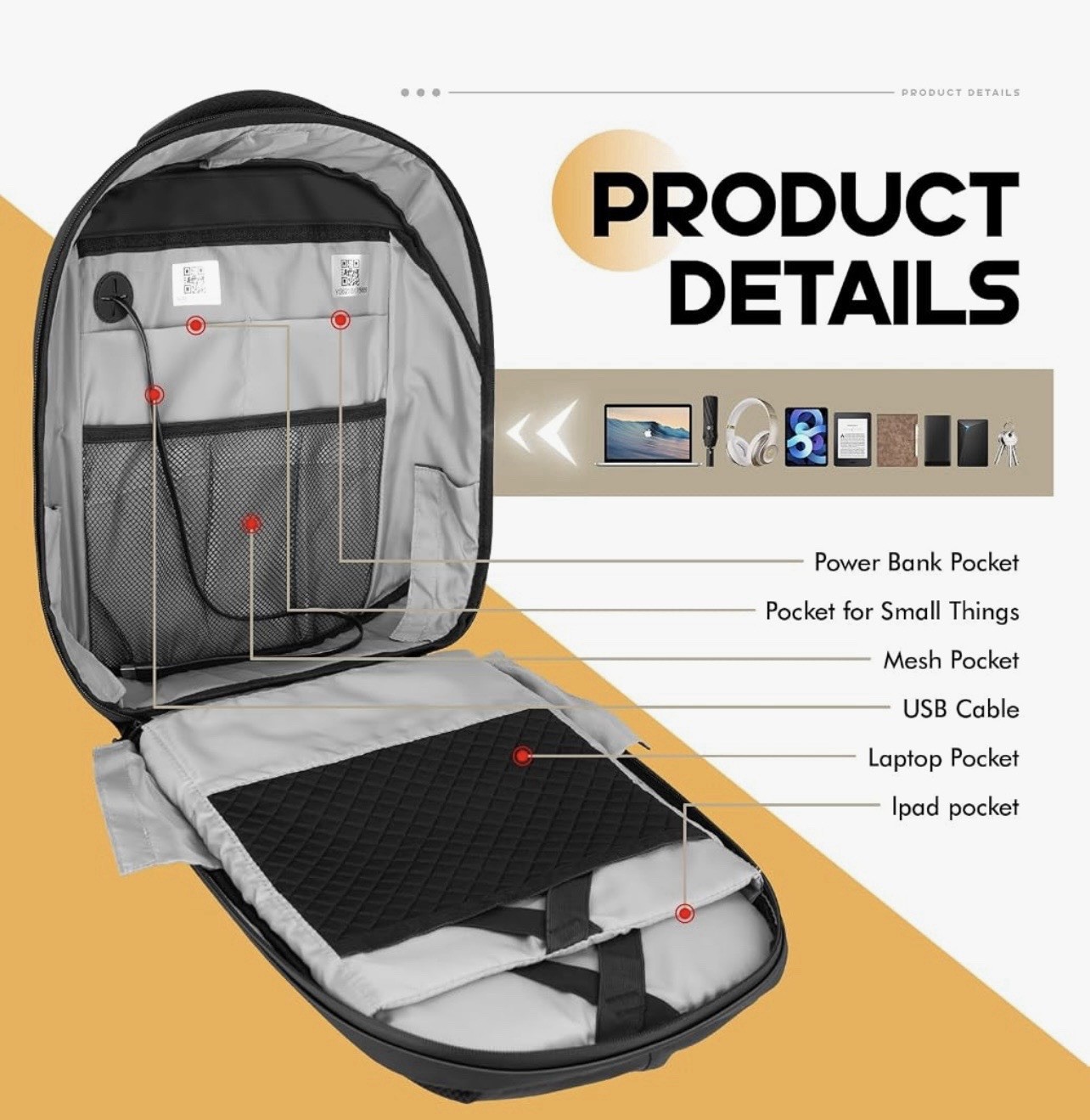 LED Display Backpack w/ App Control, Bluetooth, USB Port.