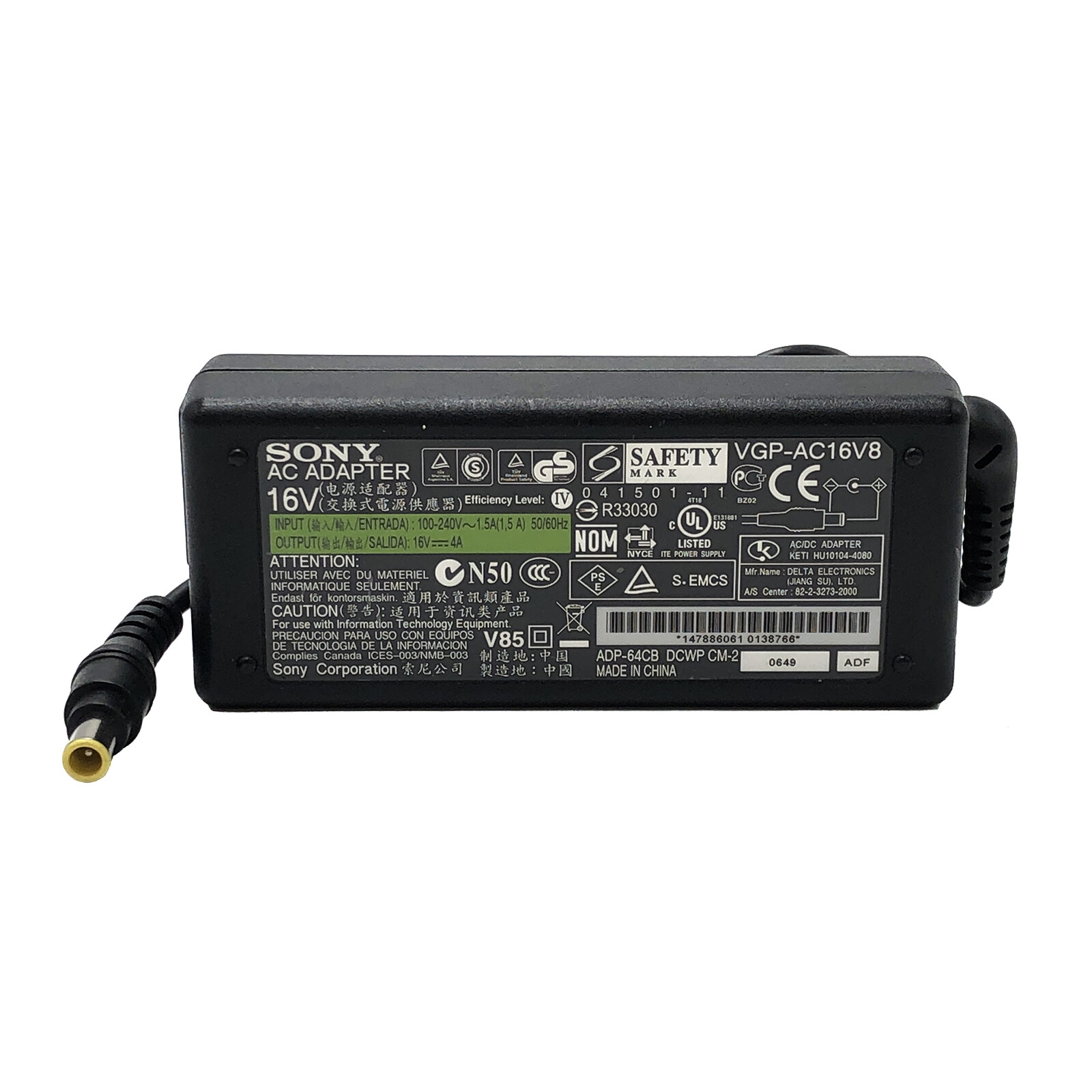 Original Sony AC Adapter 65W for Sony VAIO VGP-AC16V8 16V 4A Charger