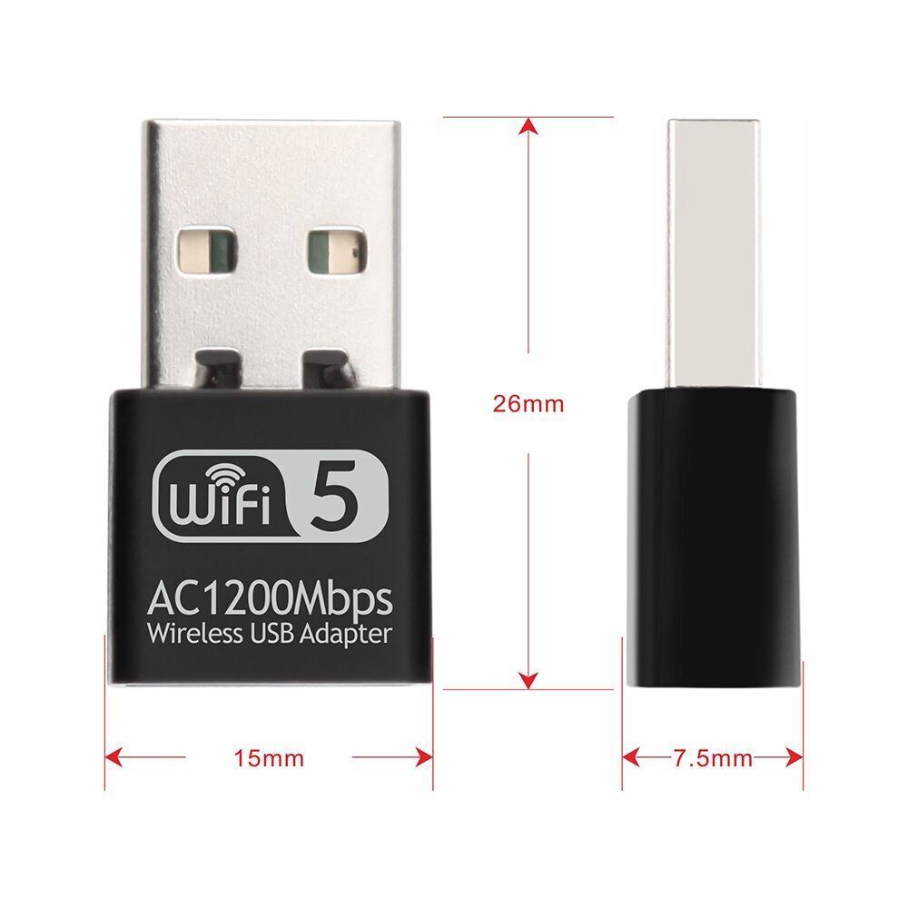 Wireless Lan USB PC WiFi Adapter Network 802.11AC 1200Mbps Dual Band 2.4G / 5G