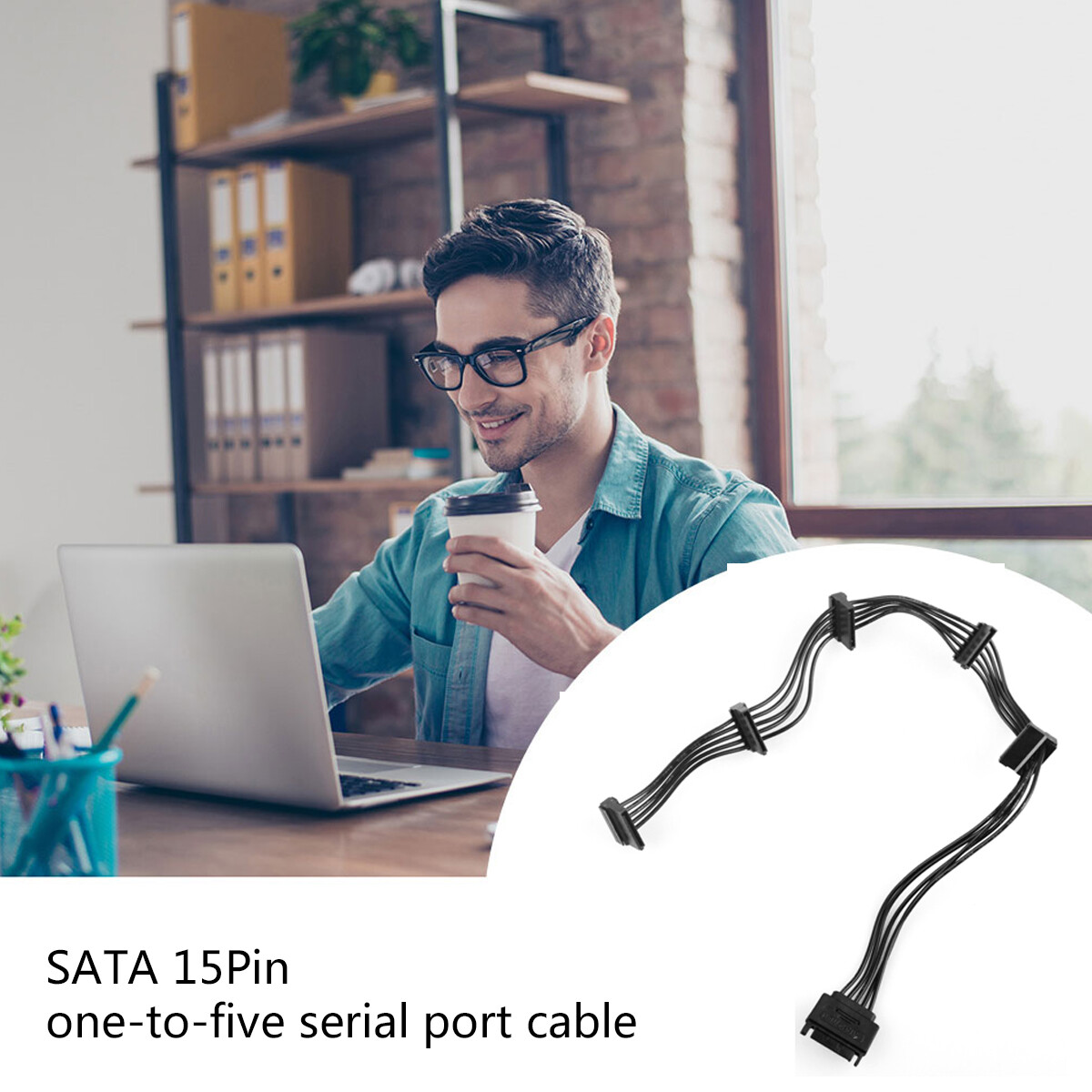 15 Pin 1 Male To 8 Female SATA Computer Hard Drive Splitter Adapter Power Cable