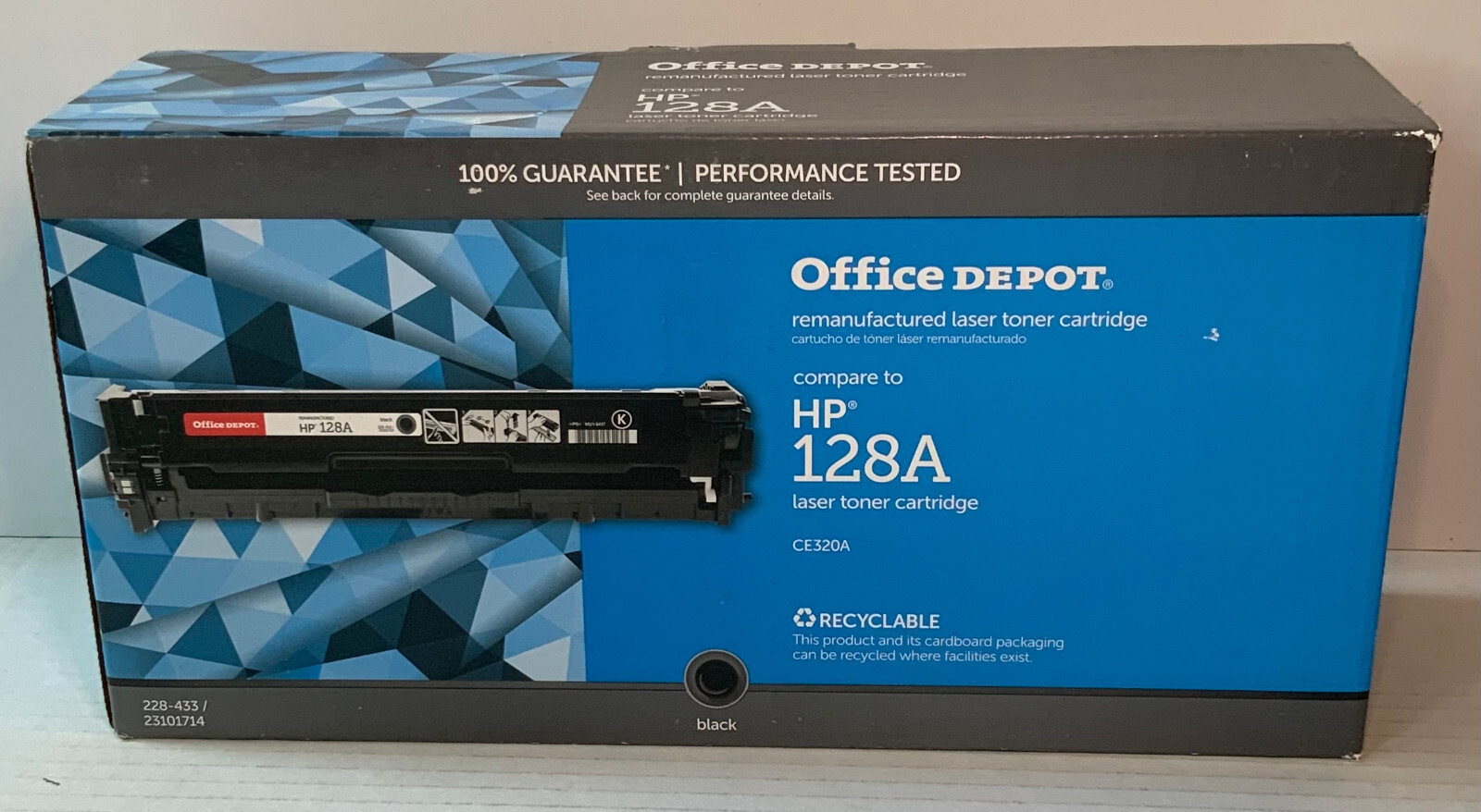 Office Depot CE320A (228-433) Replaces HP 128A Black Toner Cartridge