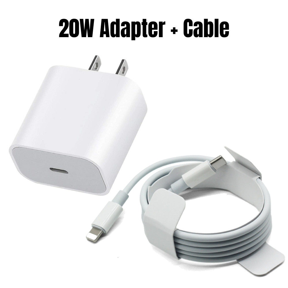PD 20W Fast Charge Wall Charger For iPhone 14 13 12 11 XR SE X 8 USB-C Cable Lot