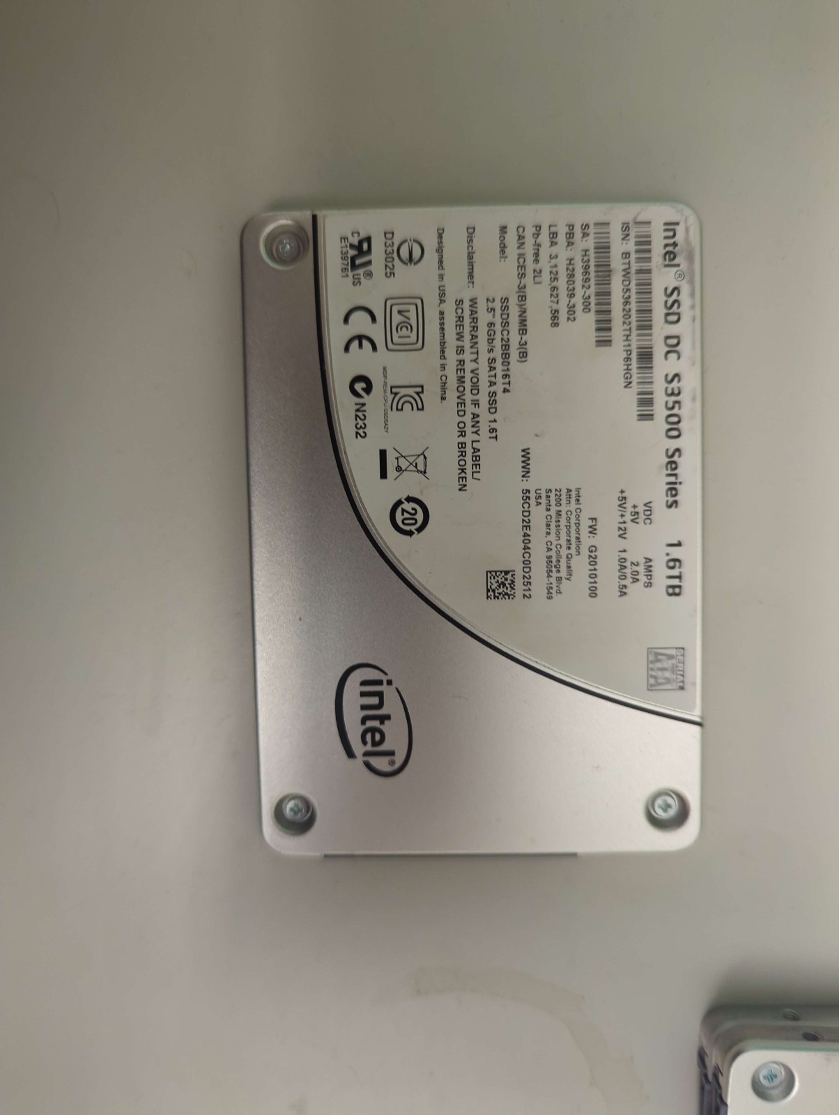 Intel DC S3500 1.6TB Enterprise 2.5″ SATA SSD SSDSC2BB016T4 Data Center Solid