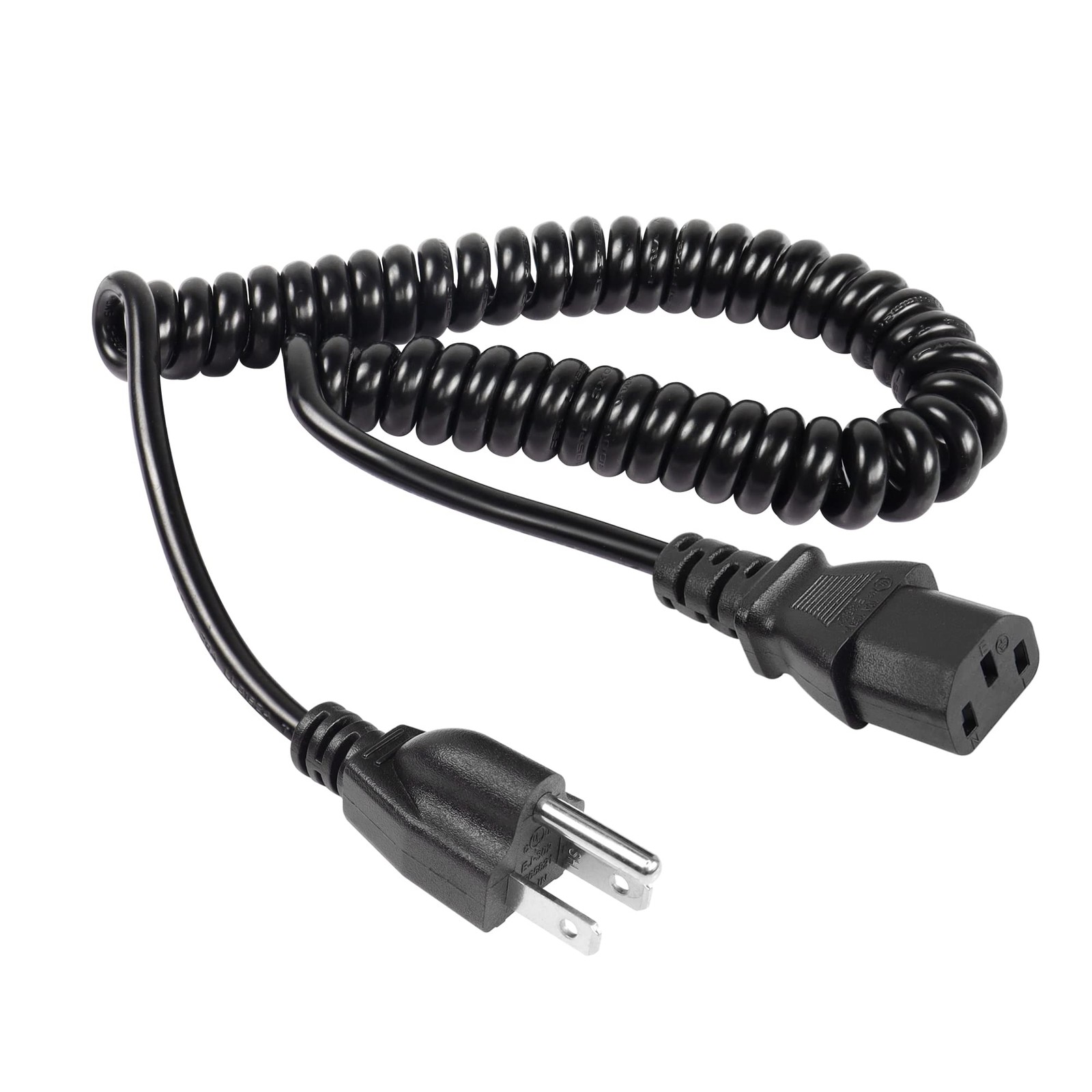 RIIEYOCA 3 Prong Power Coiled Cord, 18AWG NEMA 5-15P to IEC 320 C13 TV Power …