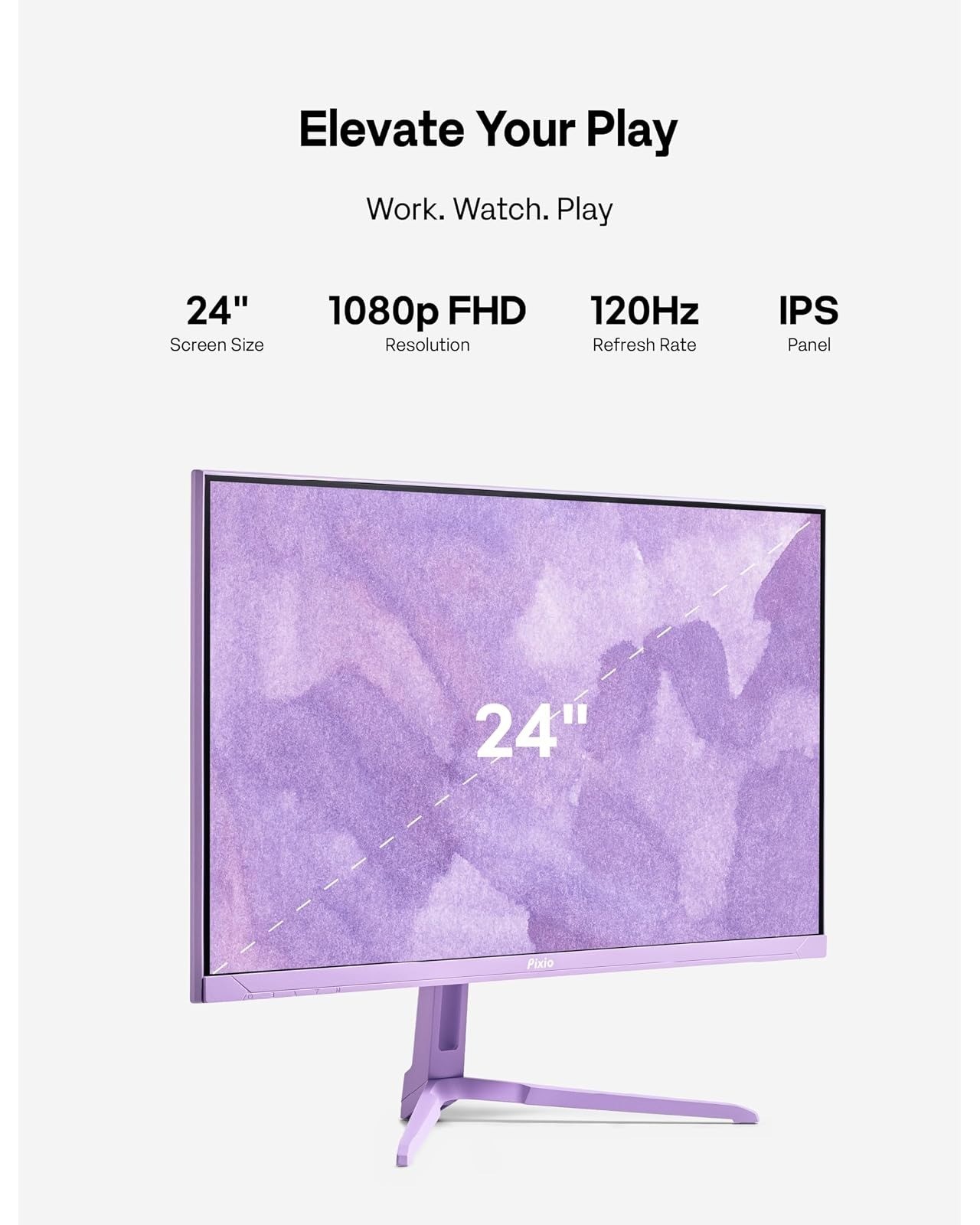 Pixio PX246 Wave Purple 24″ Monitor FHD 1920×1080 120Hz IPS FreeSync