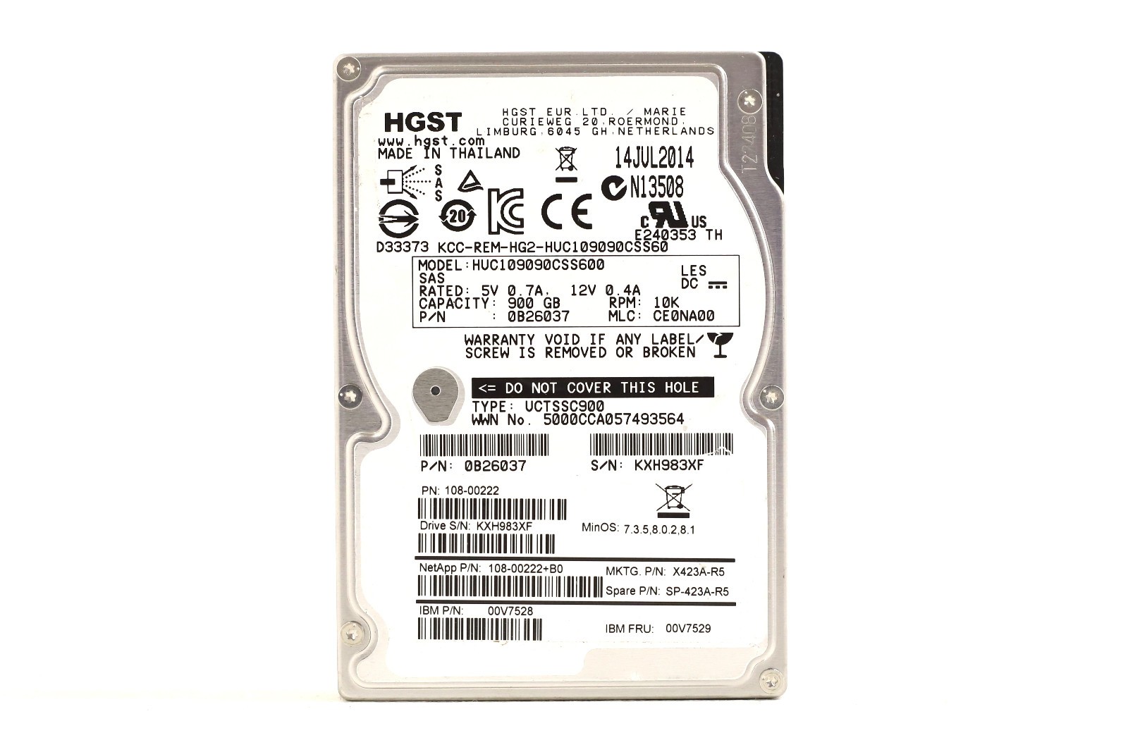 IBM HUC109090CSS600 900GB 2.5″ 6Gb/s 10K RPM SAS Server Drive FRU P/N: 00V7529