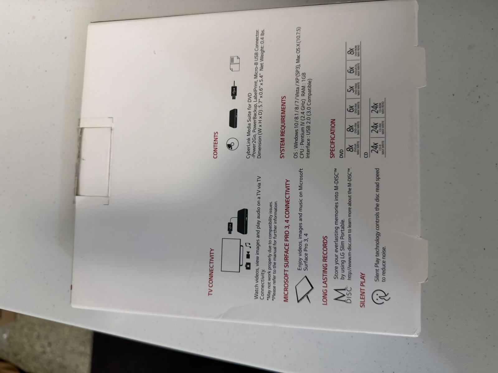 LG DVD Writer Ultra Slim Portable SP80NB80 External Drive MAC/WINDOWS