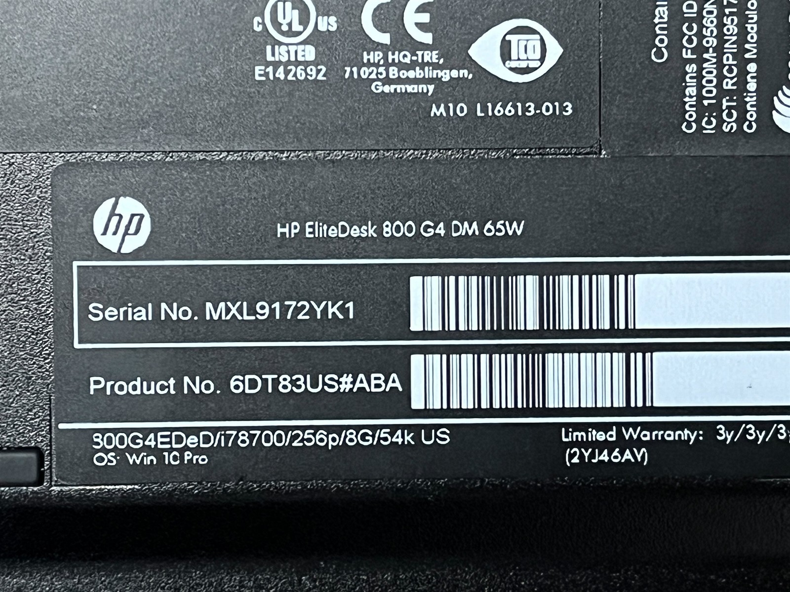 HP EliteDesk 800 G4 65W Desktop Mini i7-8700 3.20GHz 8GB DDR4 256GB SSD WIN11PRO