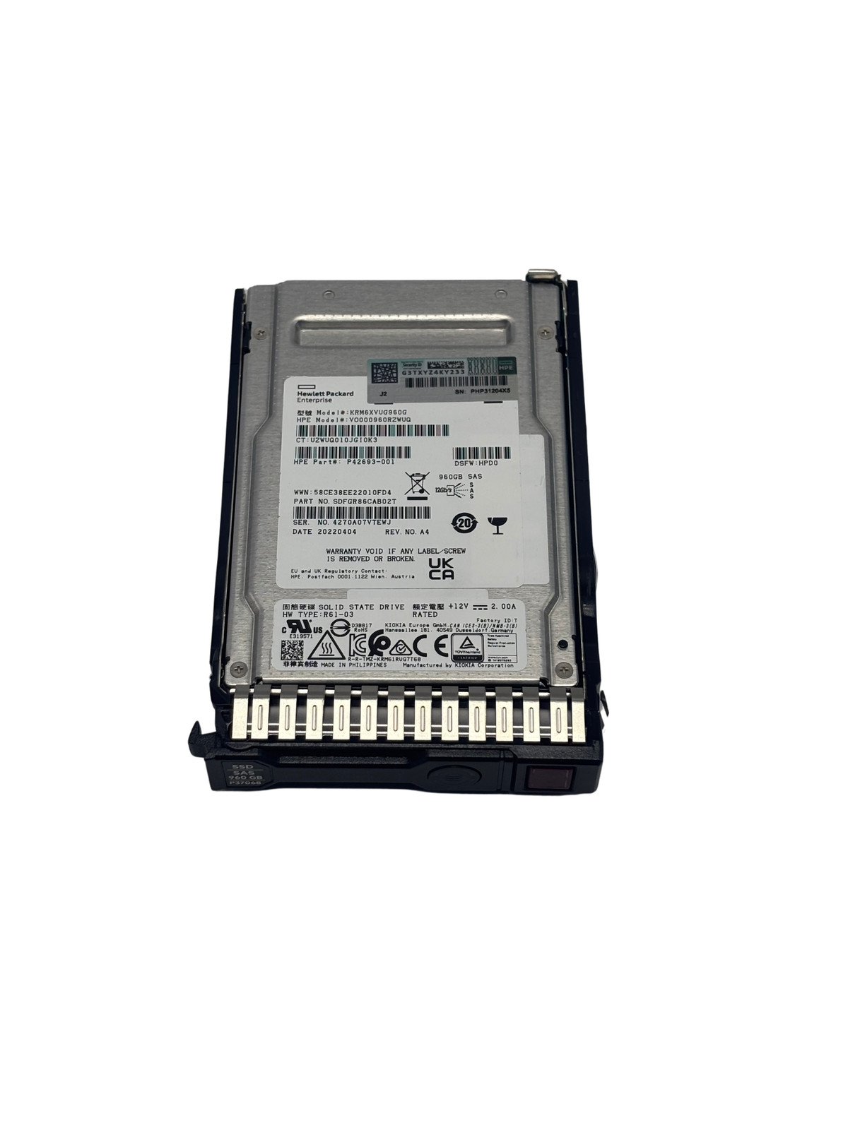 HP P37068-001 960GB SAS 12G 2.5 MU SSD P37005-B21 99% or higher”