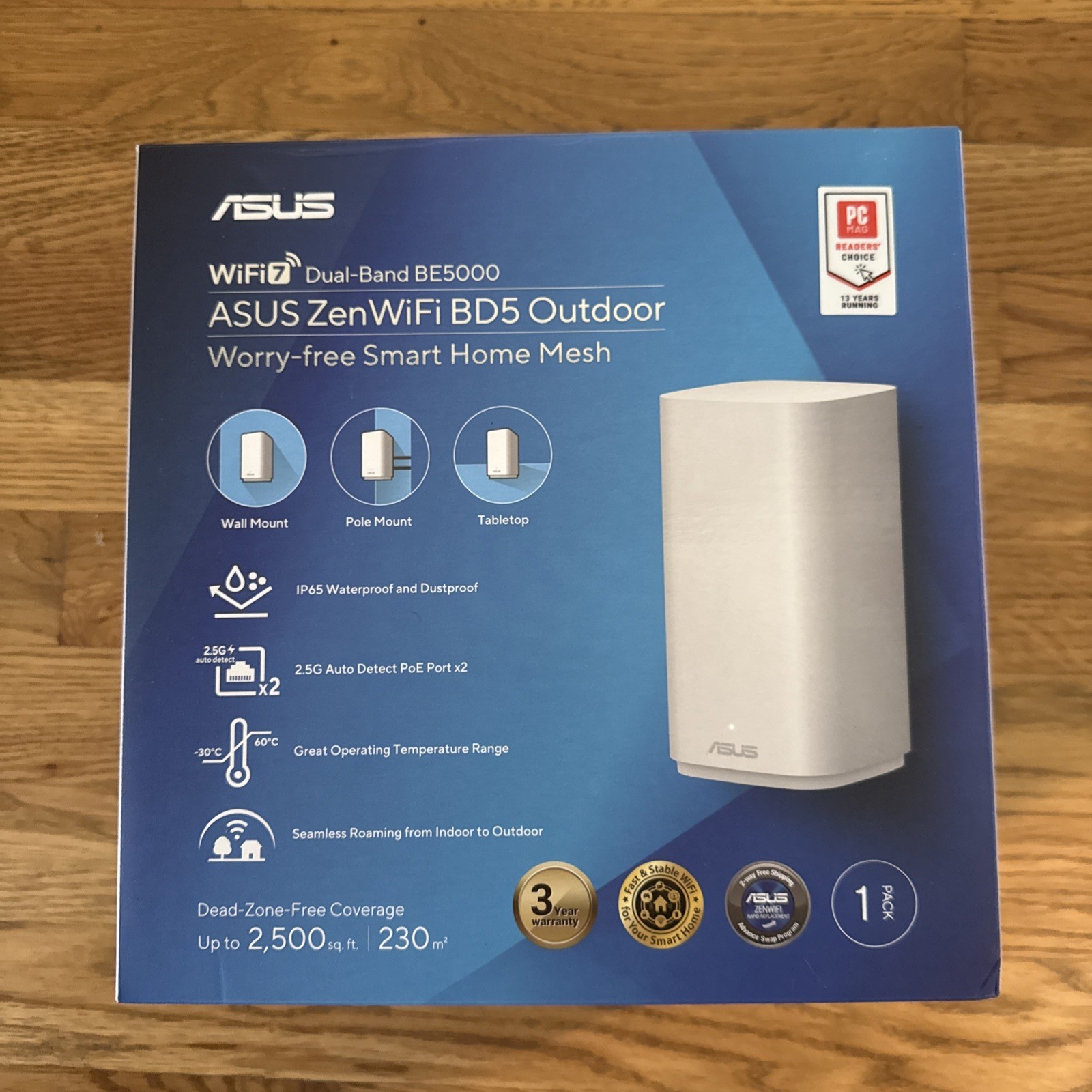 ASUS – ZenWiFi BD5 BE5000 Dual-Band Wi-Fi 7 Outdoor Router (1-pack) – White
