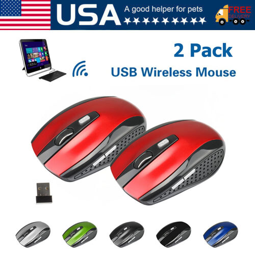 2 Wireless Optical Mouse Mice 2.4GHz USB Receiver For Laptop PC Computer DPI USA