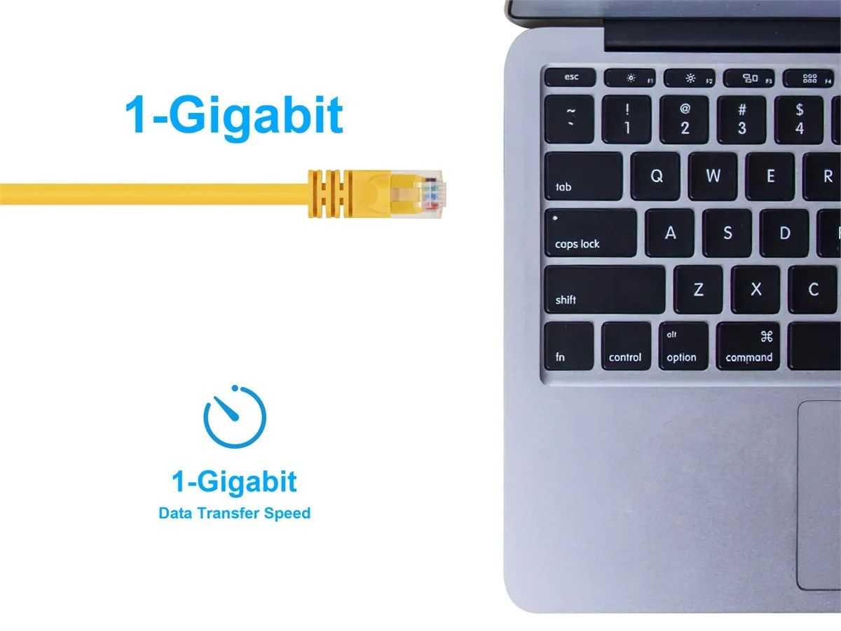 Cat6 Ethernet Patch Cable Network Internet RJ45 Stranded UTP 24AWG 2ft Yellow