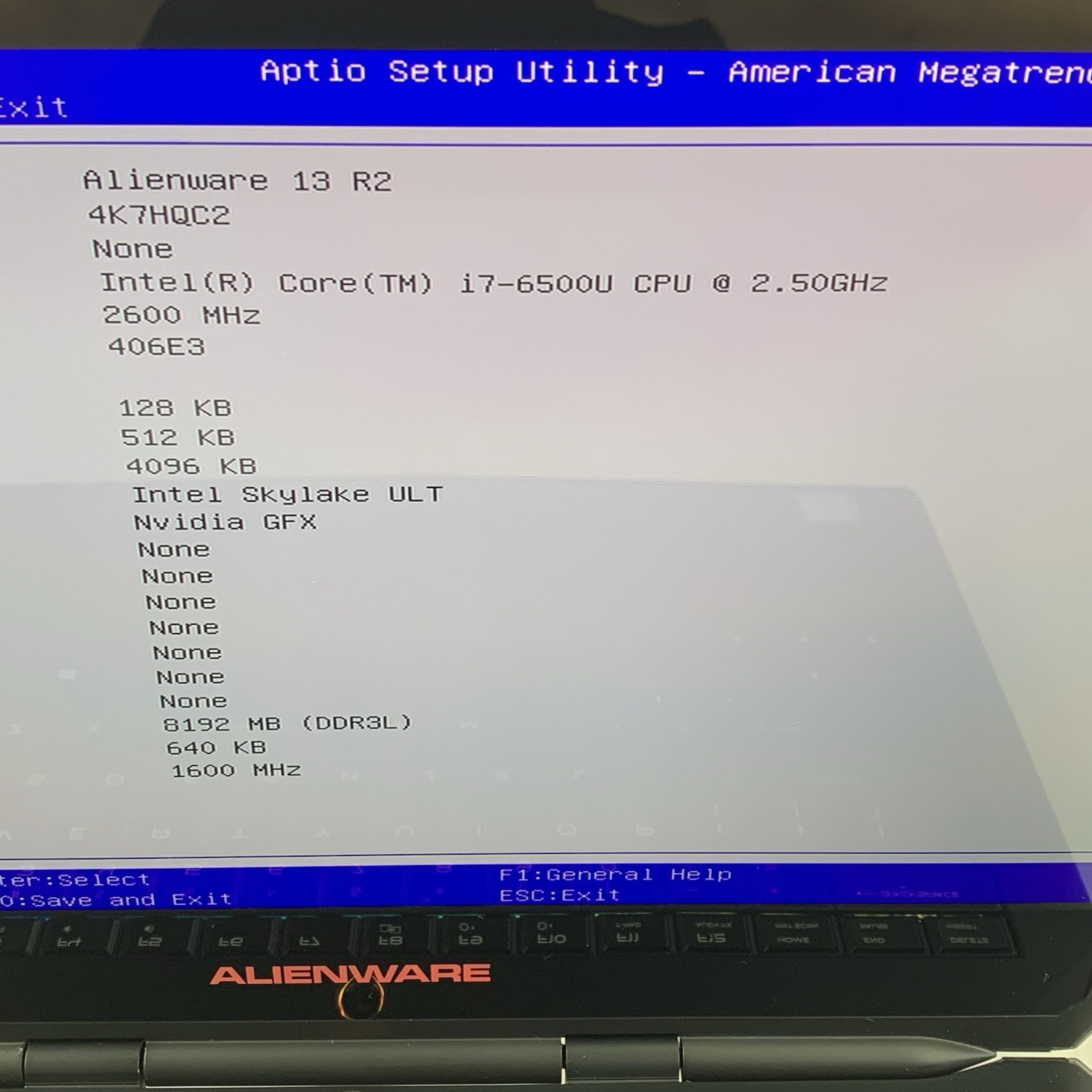 Alienware 13 R2 P56G 13.3” Laptop i7-6500U 2.5 GHz 8 GB Ram No OS/HDD/AC