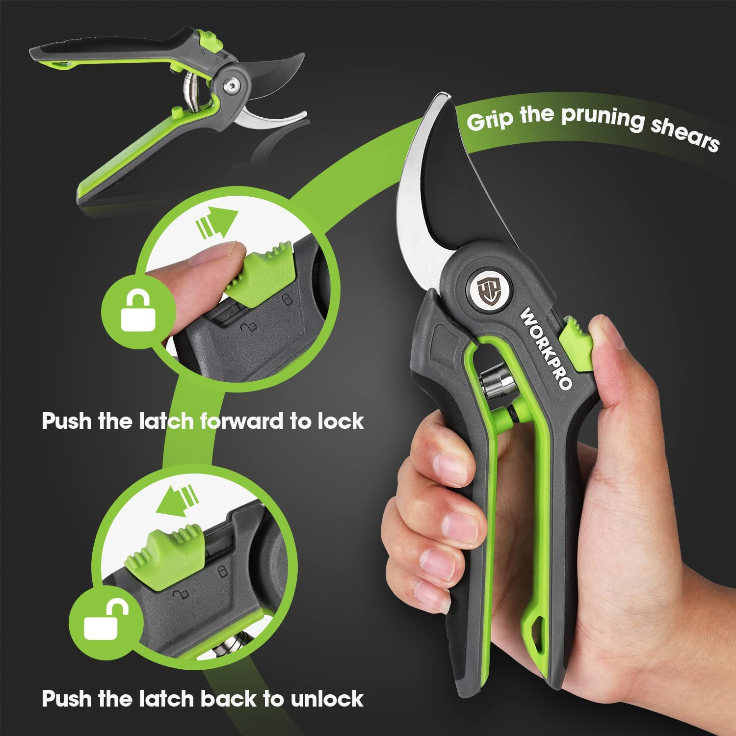 Bypass Pruning Shears, 8’’ Stainless Steel Gardening Hand Pruner, Professional G