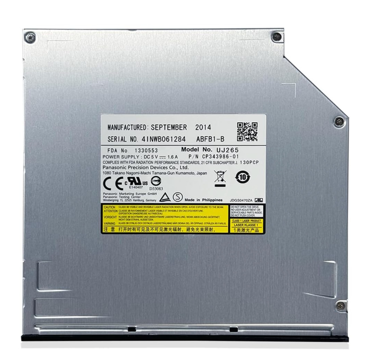 UJ-265 12.7mm SATA Slot-in Blu-ray Burner BD-RE Writer for Dell Alienware M17x M