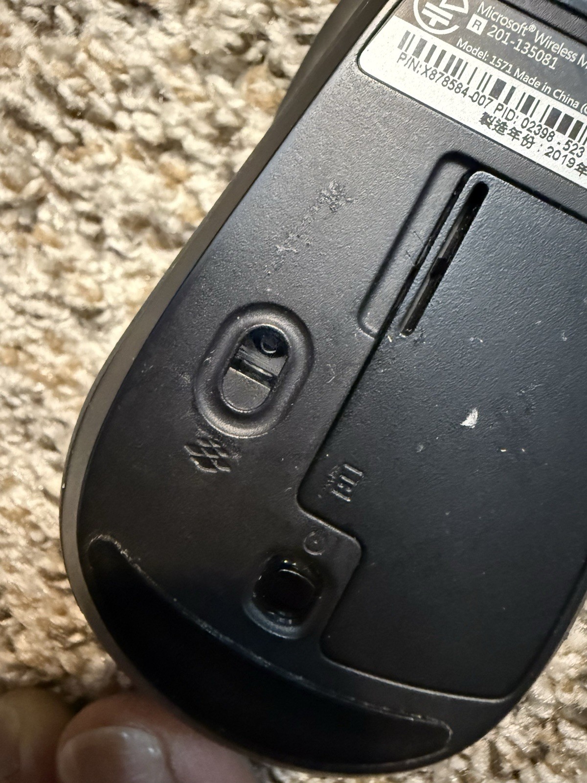 Microsoft Wireless USB Bluetrack Ambidextrous Mobile Mouse 3500 Gray Used