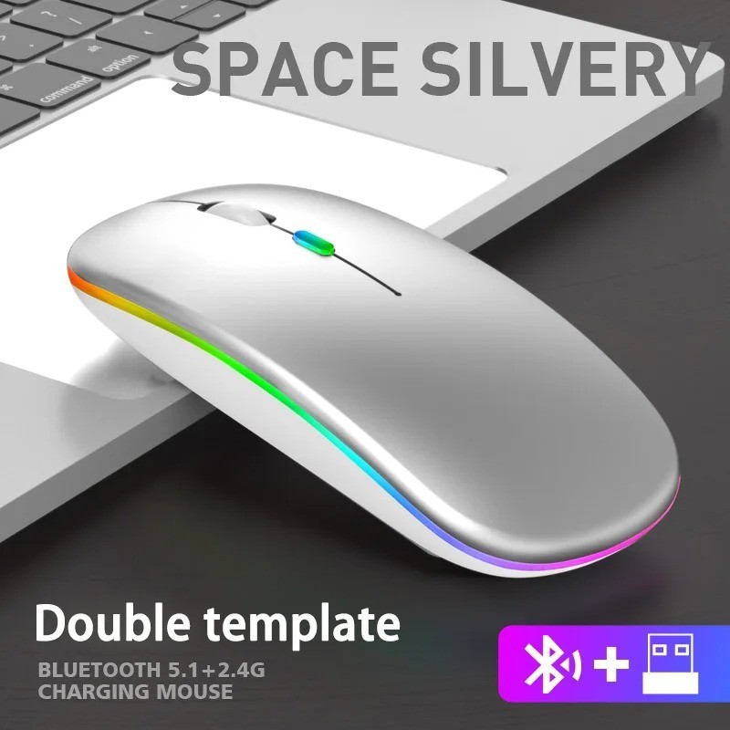 2.4GHz Wireless Optical Mouse USB Rechargeable RGB Cordless Mice For PC Laptop