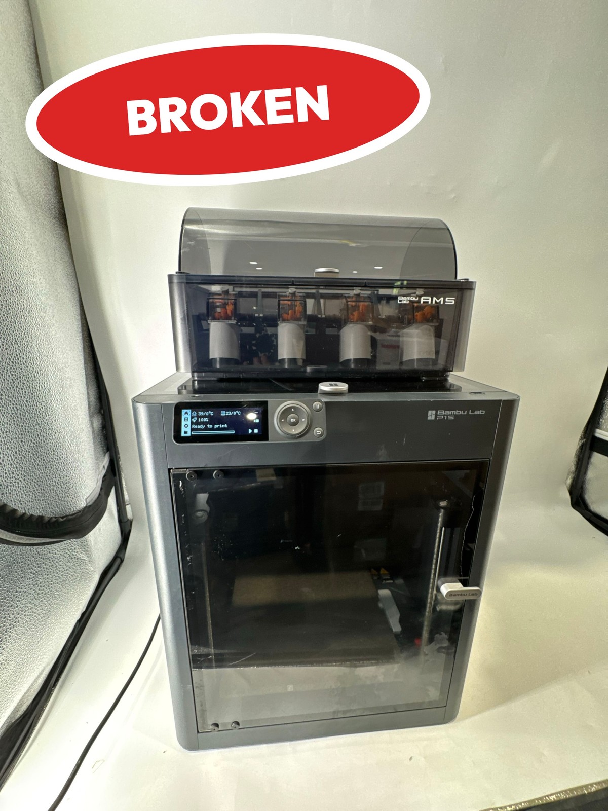 (BROKEN) Bambu Lab P1S Combo 3D Printer AMS Multi-Color High Speed Black