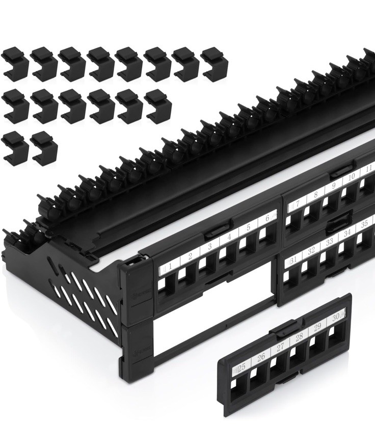 48 Port Keystone Patch Panel 1-Pack – Use with Slim Profile Keystones ONLY Wi…