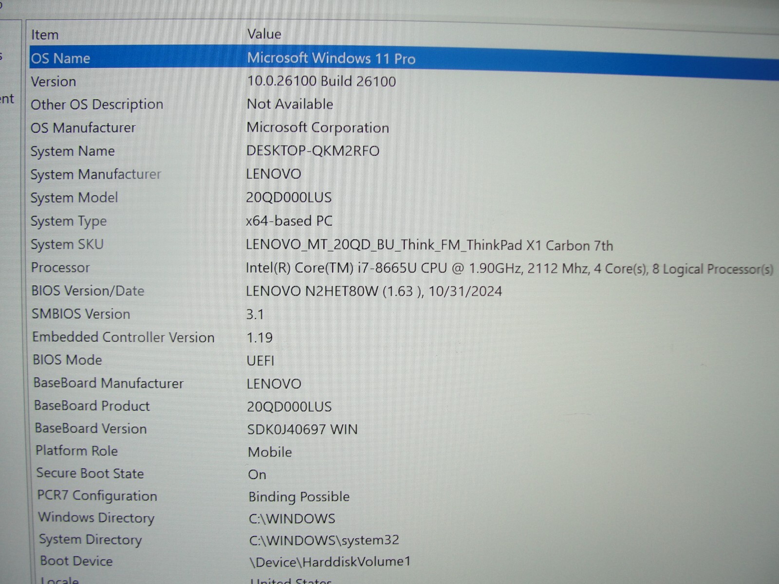 Lenovo ThinkPad X1 Carbon Gen 7 14”TOUCH FHD Core i7-8665U 1.9GHz 16GB 512GB SSD
